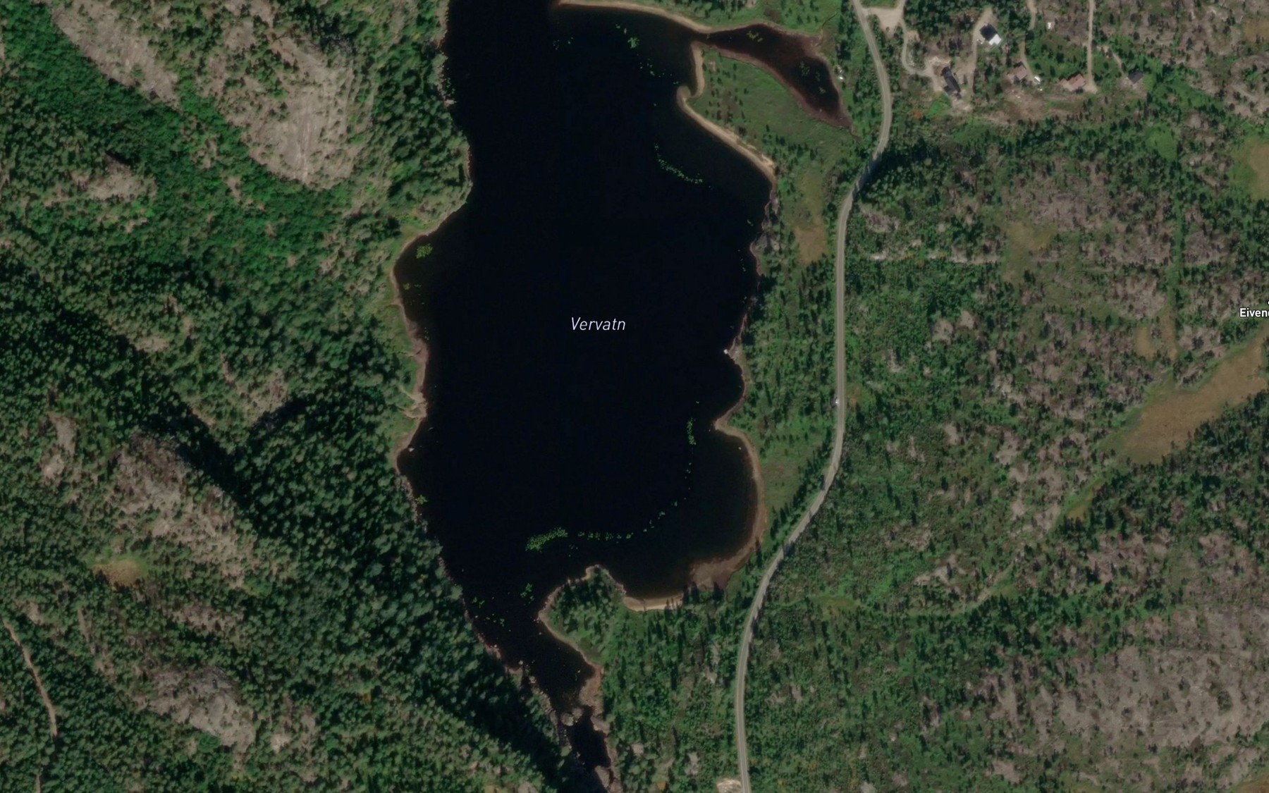 Satellite map of the Vervatn