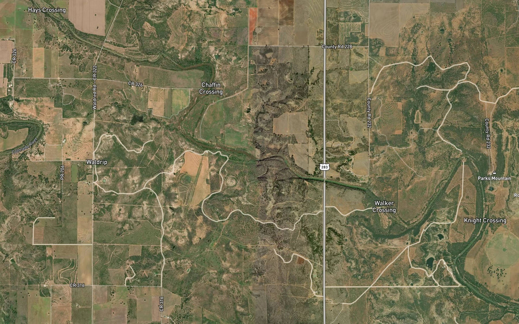 Satellite map of the Live Oak Creek