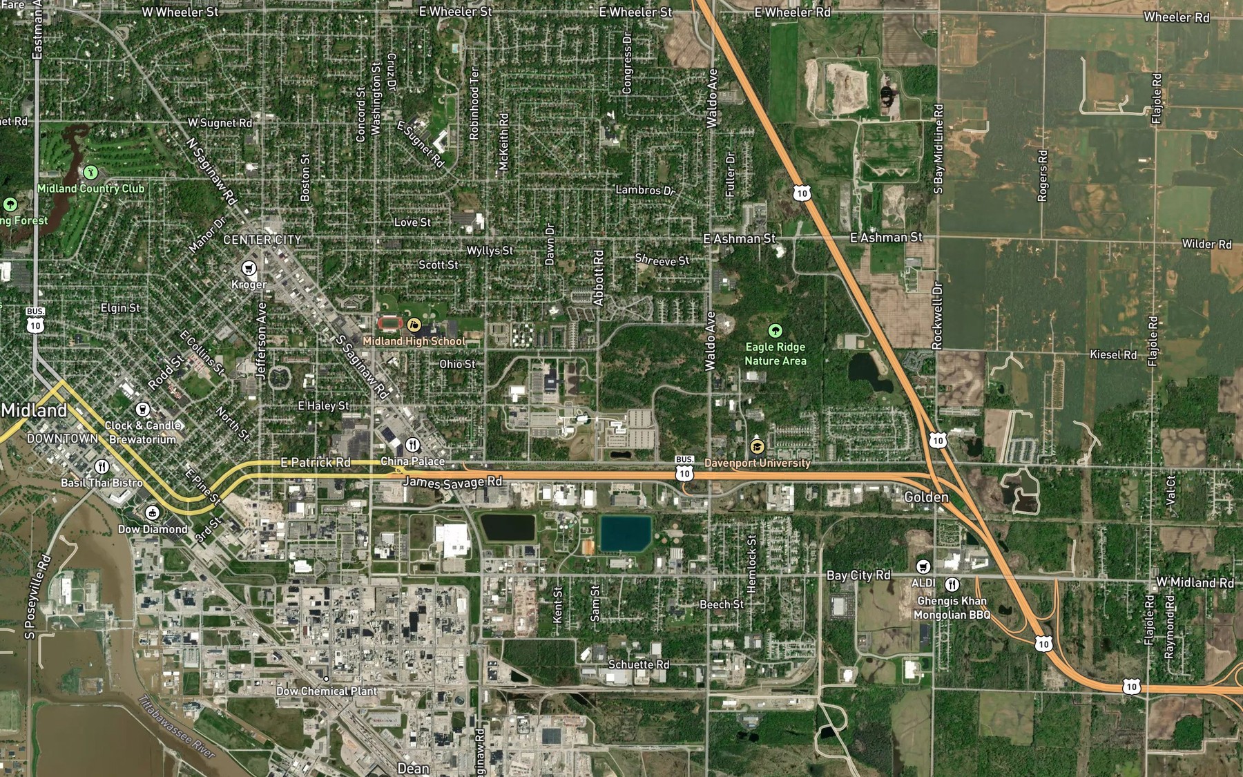 Satellite map of the Engle Drain