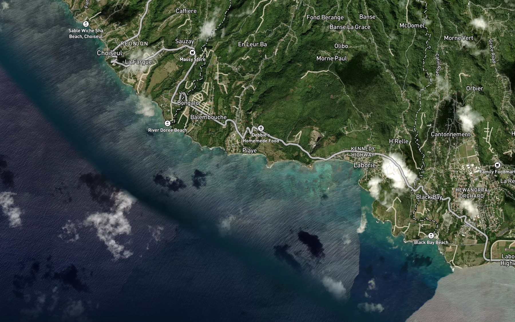 Satellite map of the Anse du Piaye