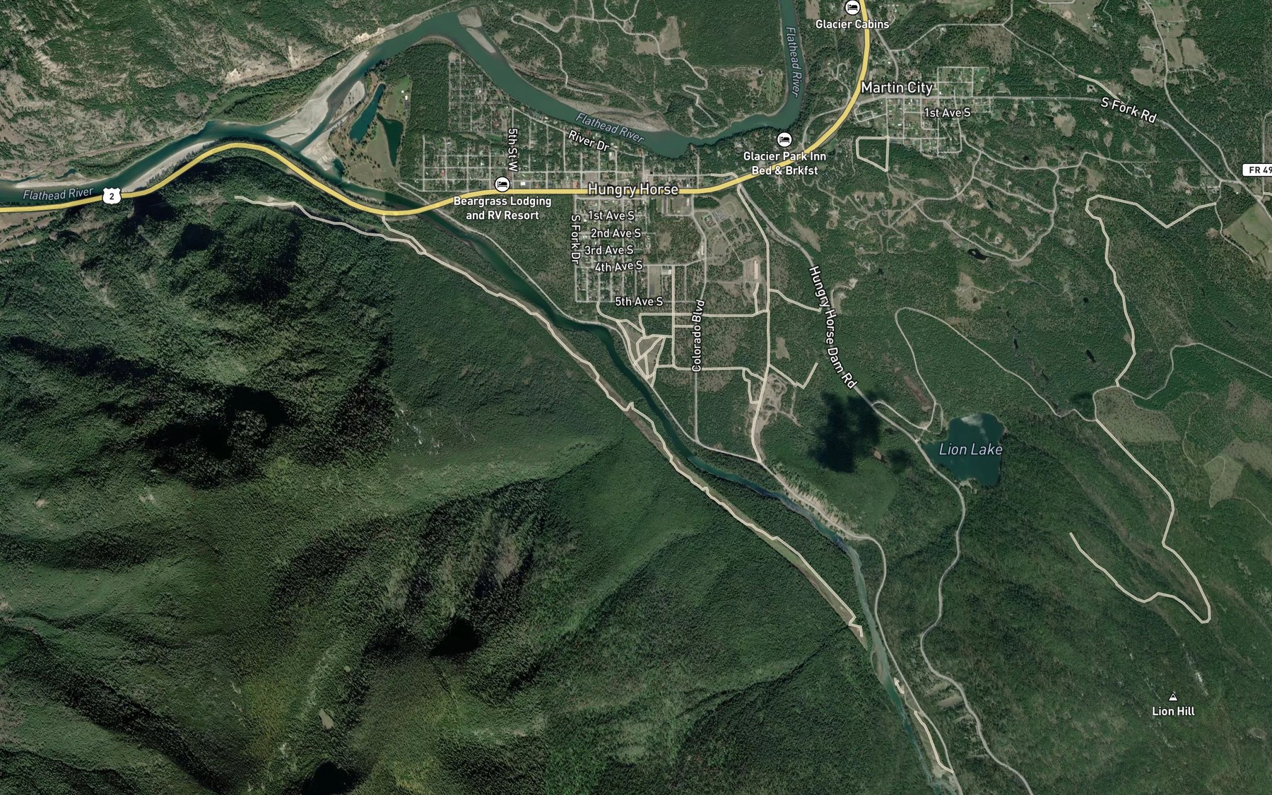 Satellite map of the Sand Creek