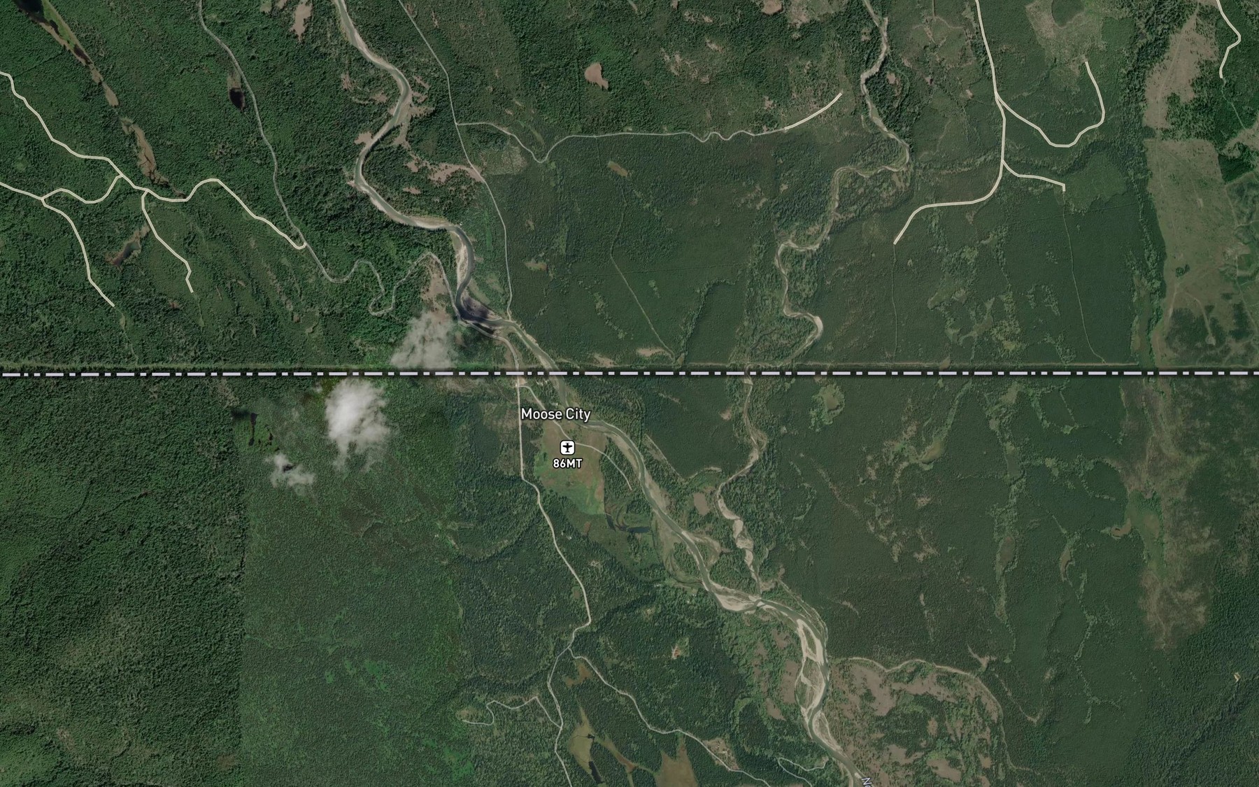 Satellite map of the Flathead River