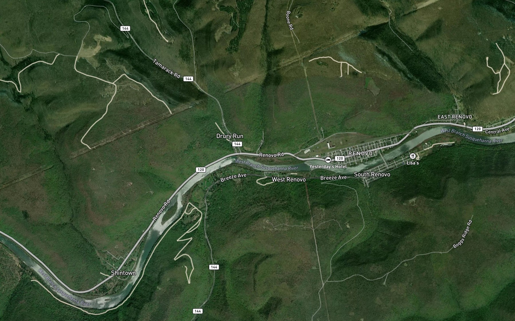 Satellite map of the Brewery Run