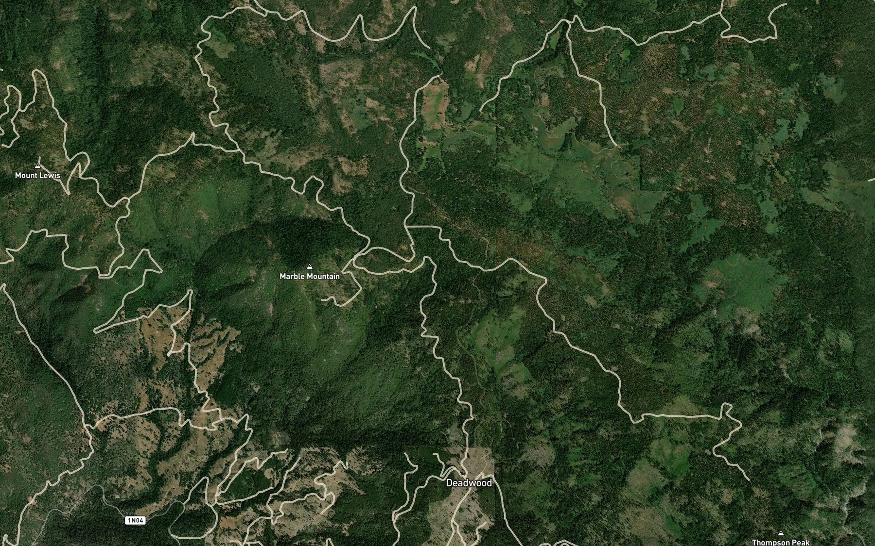 Satellite map of the Deadwood Spring