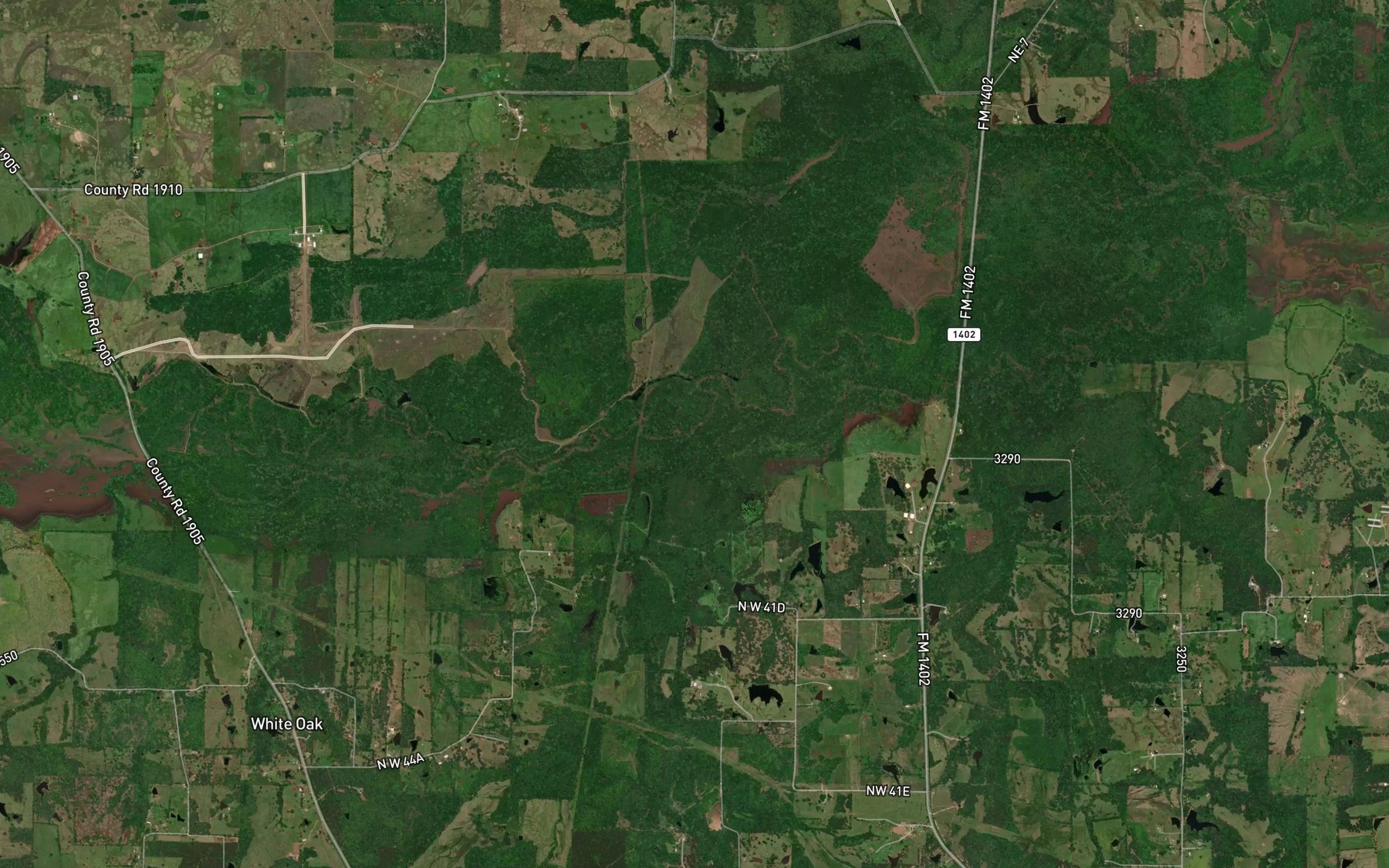 Satellite map of the Piney Creek