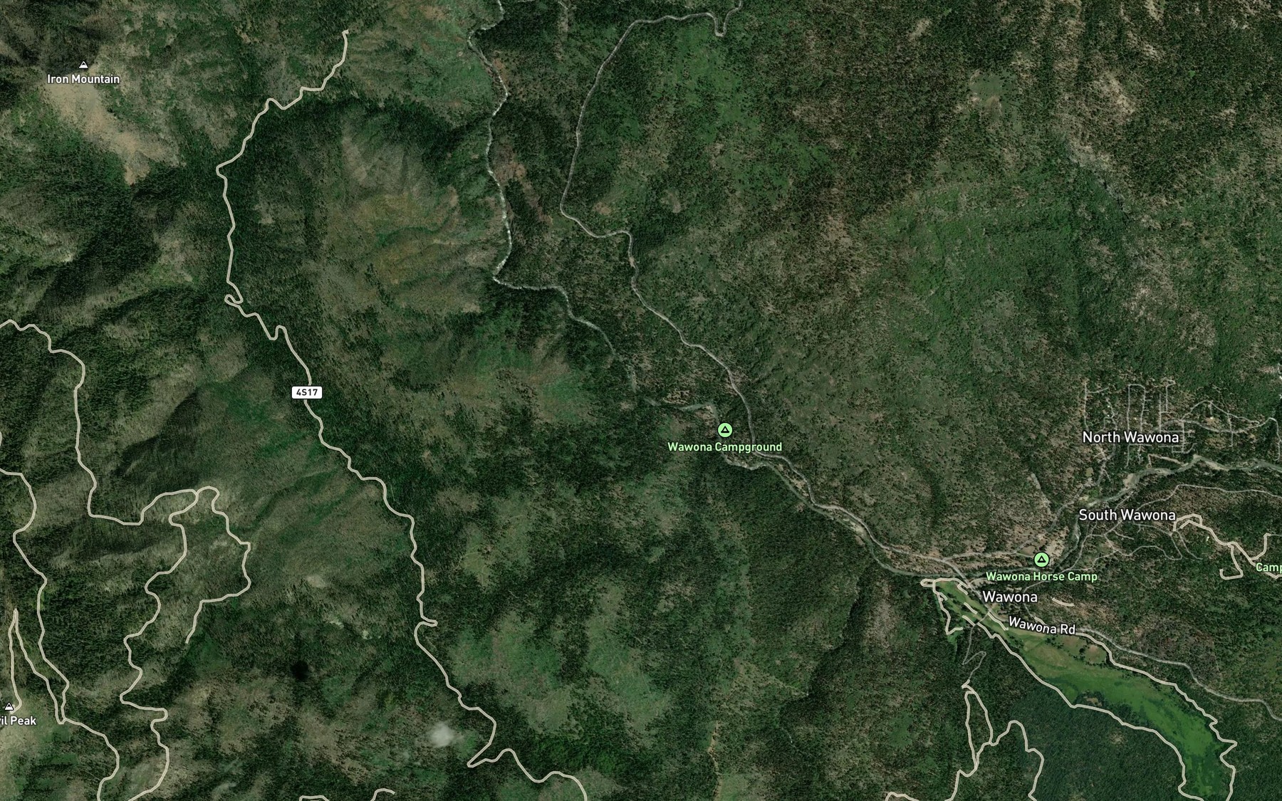 Satellite map of the Squirrel Creek