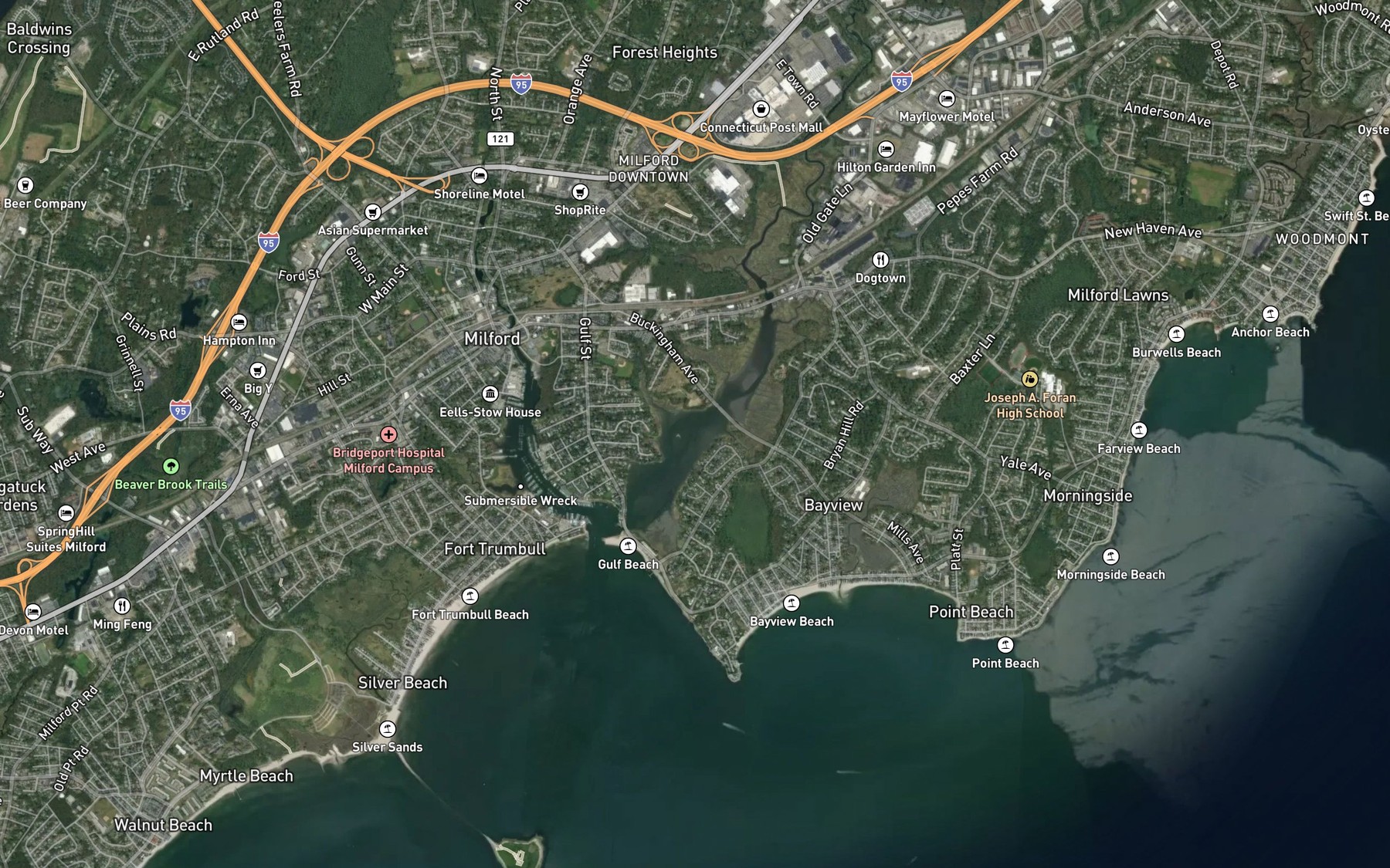 Satellite map of the Gulf Pond
