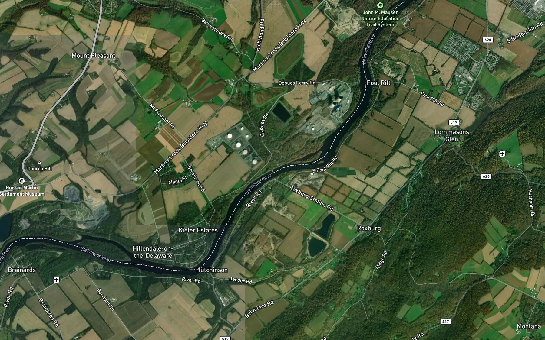 Satellite map of the Oughoughton Creek