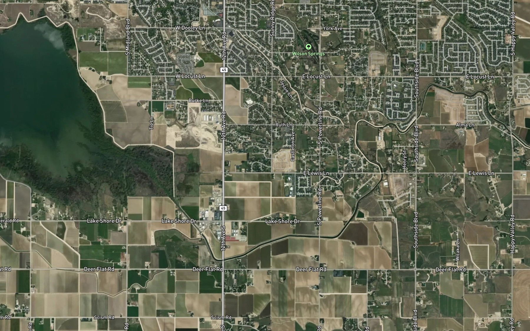 Satellite map of the 12th Ave Drain