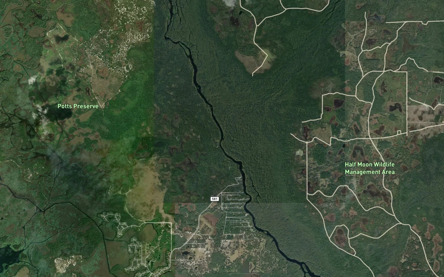 Satellite map of the Gum Slough