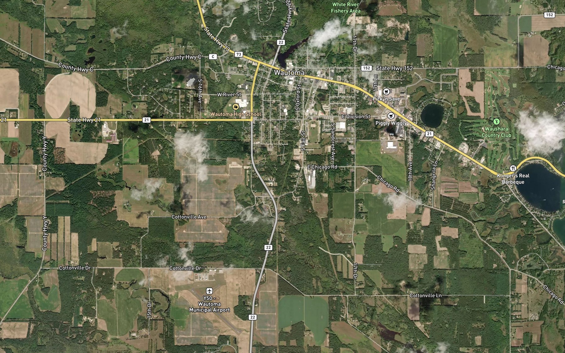 Satellite map of the Bird Creek
