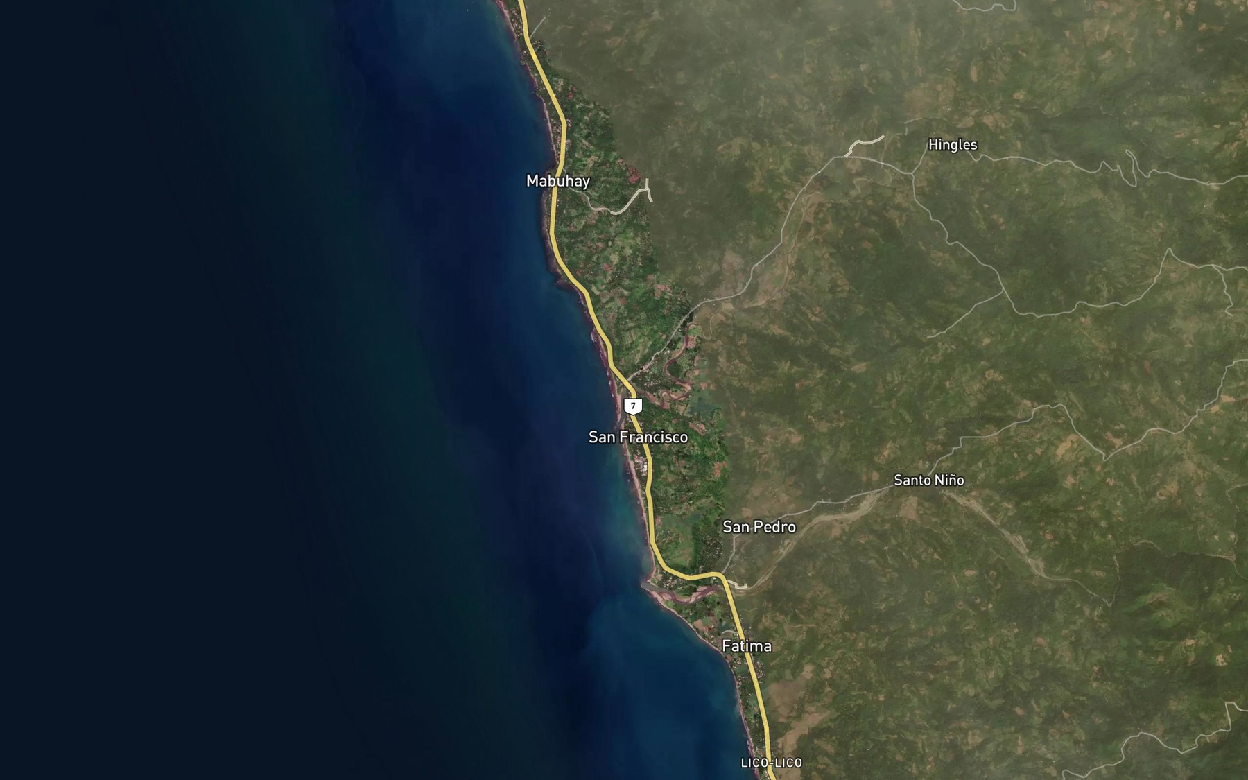 Satellite map of the Maloconan River