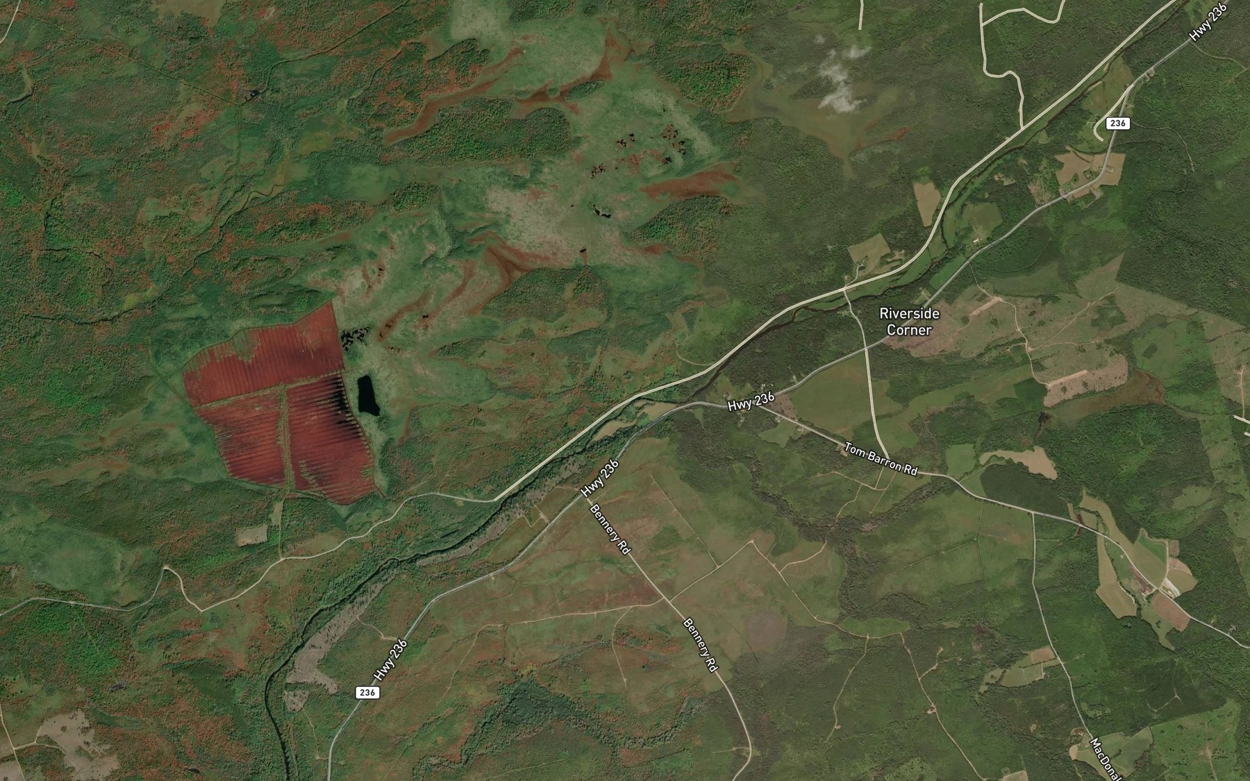Satellite map of the Bartletts Brook