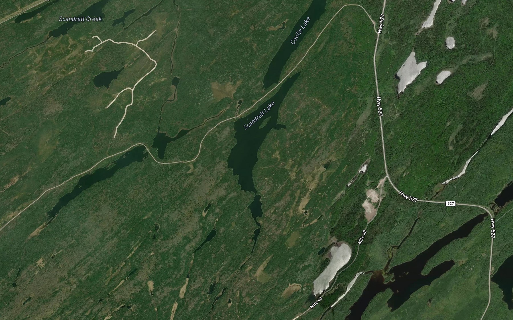 Satellite map of the Scandrett Lake