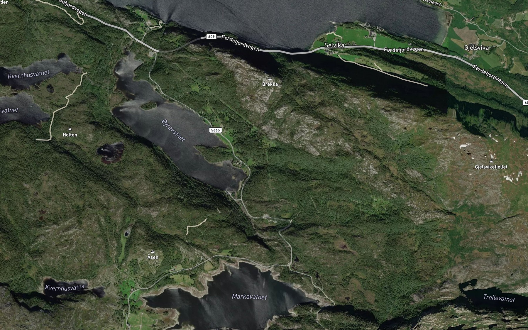 Satellite map of the Styggedalselva