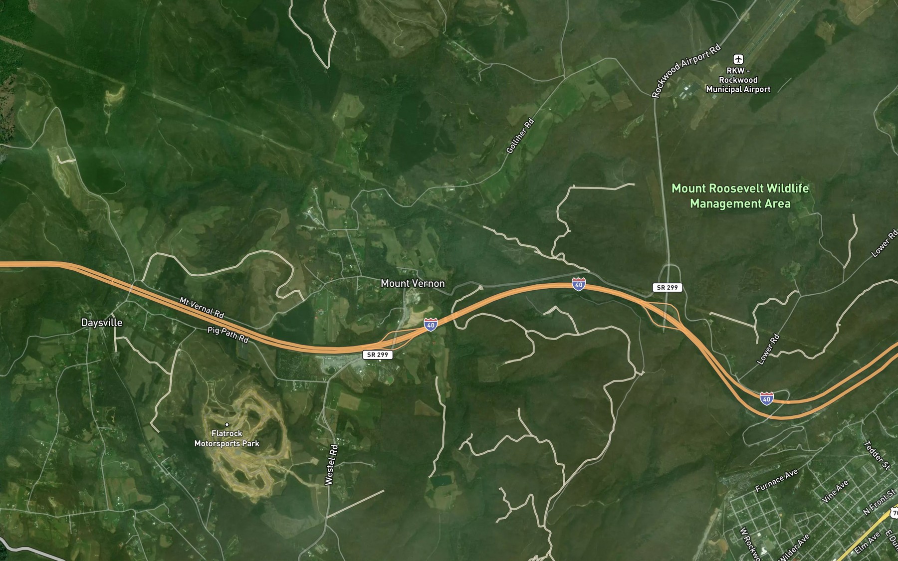 Satellite map of the Birds Branch