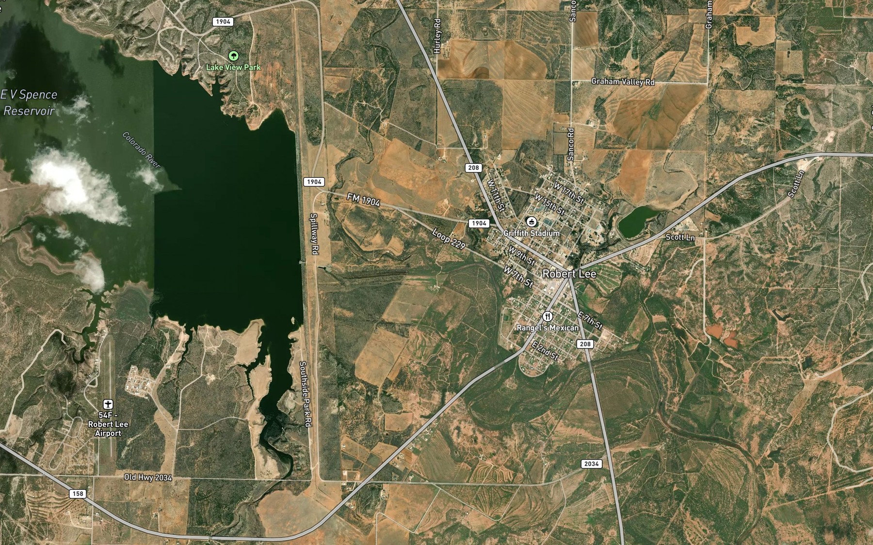 Satellite map of the Messbox Creek