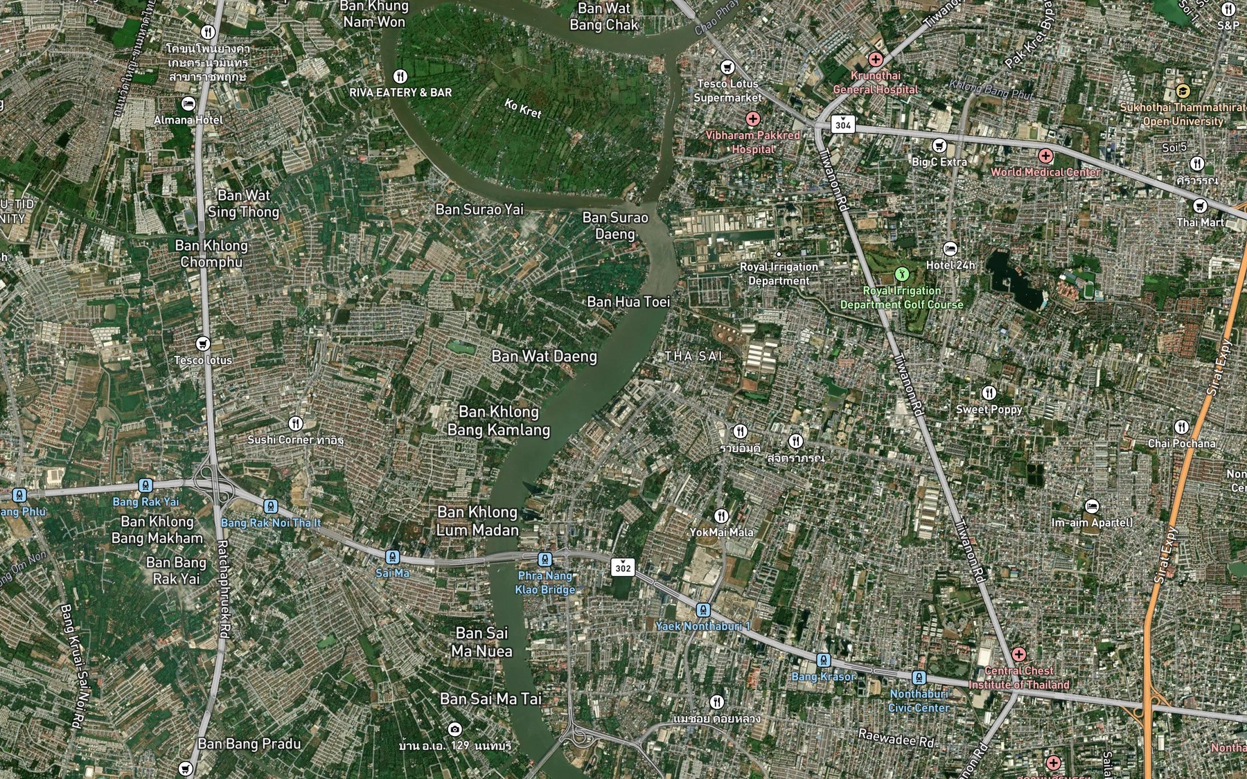 Satellite map of the Khlong Bang Thorani
