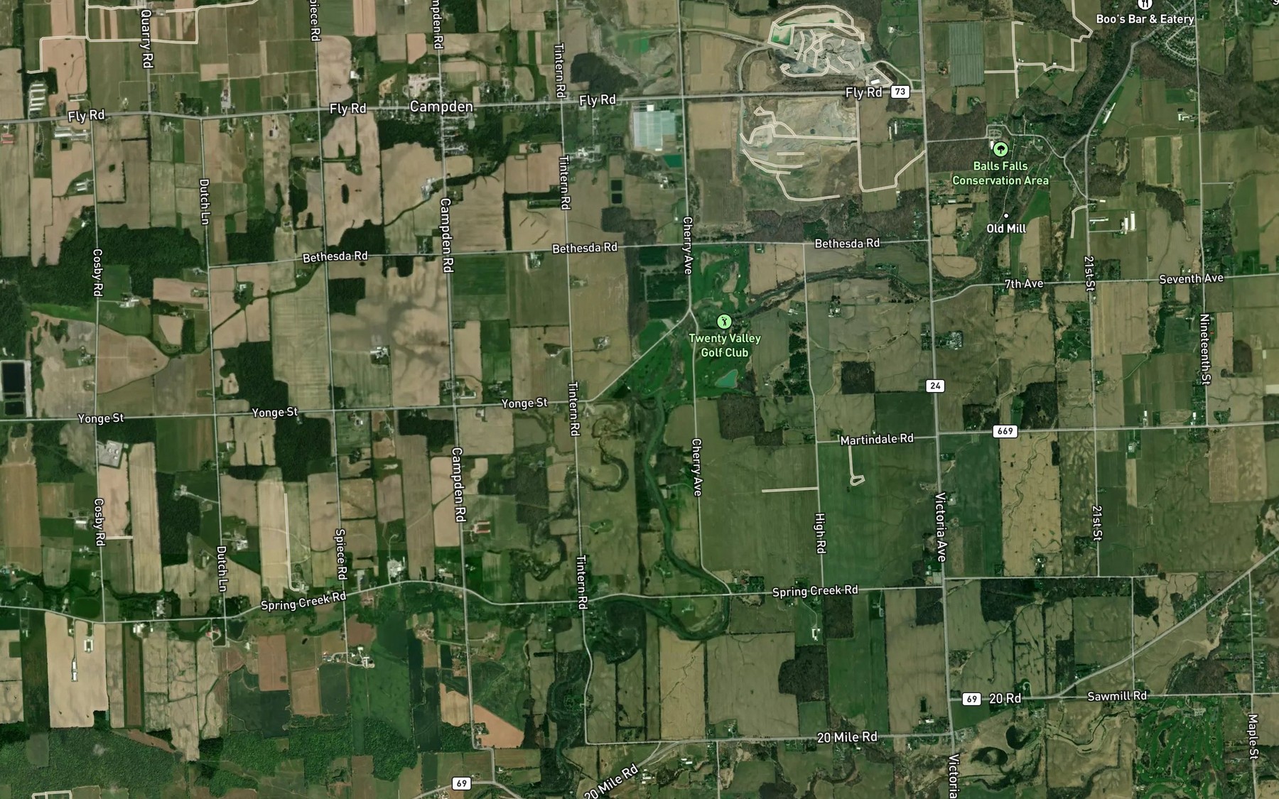 Satellite map of the Spring Creek