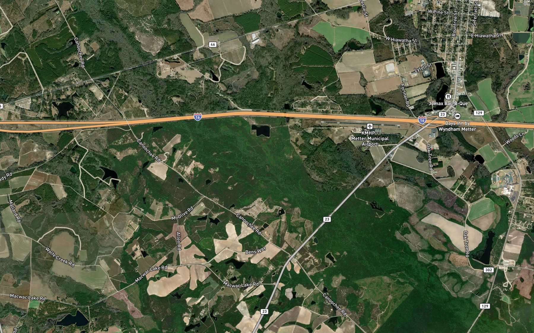 Satellite map of the Sams Creek
