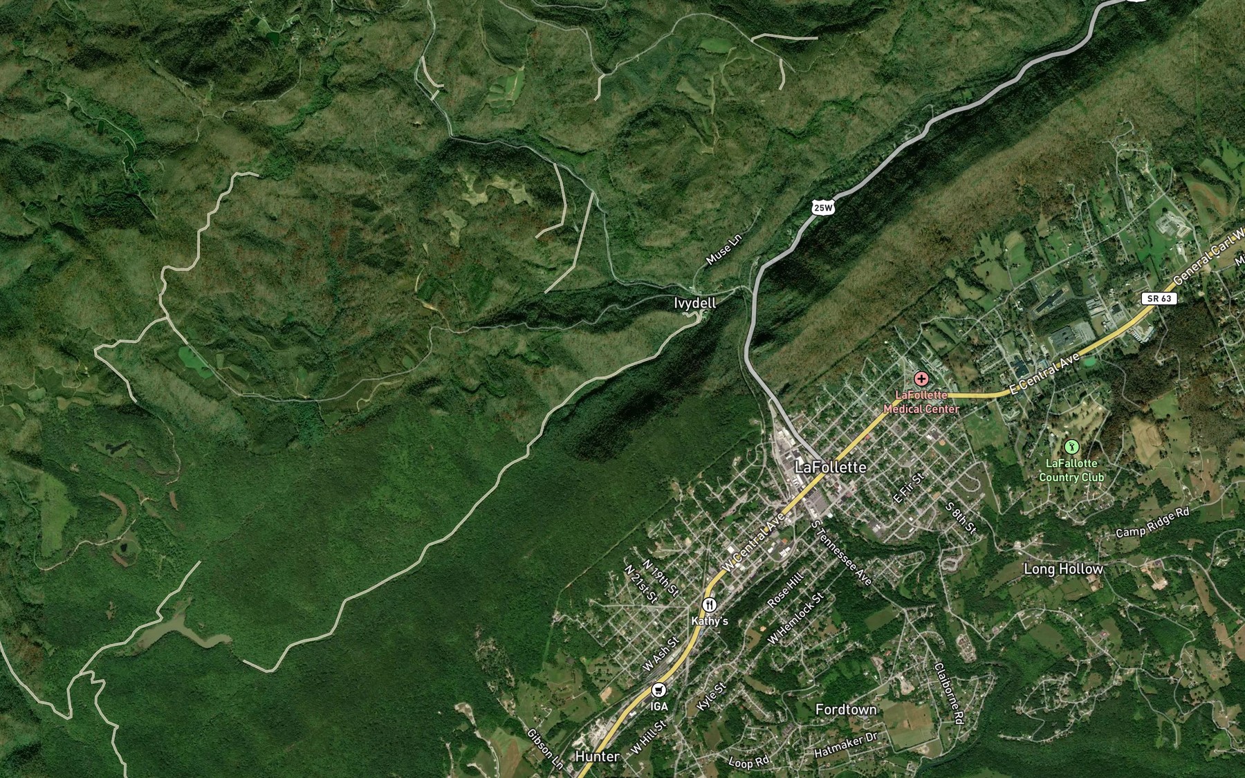 Satellite map of the Eblen-Powell Number One Reservoir