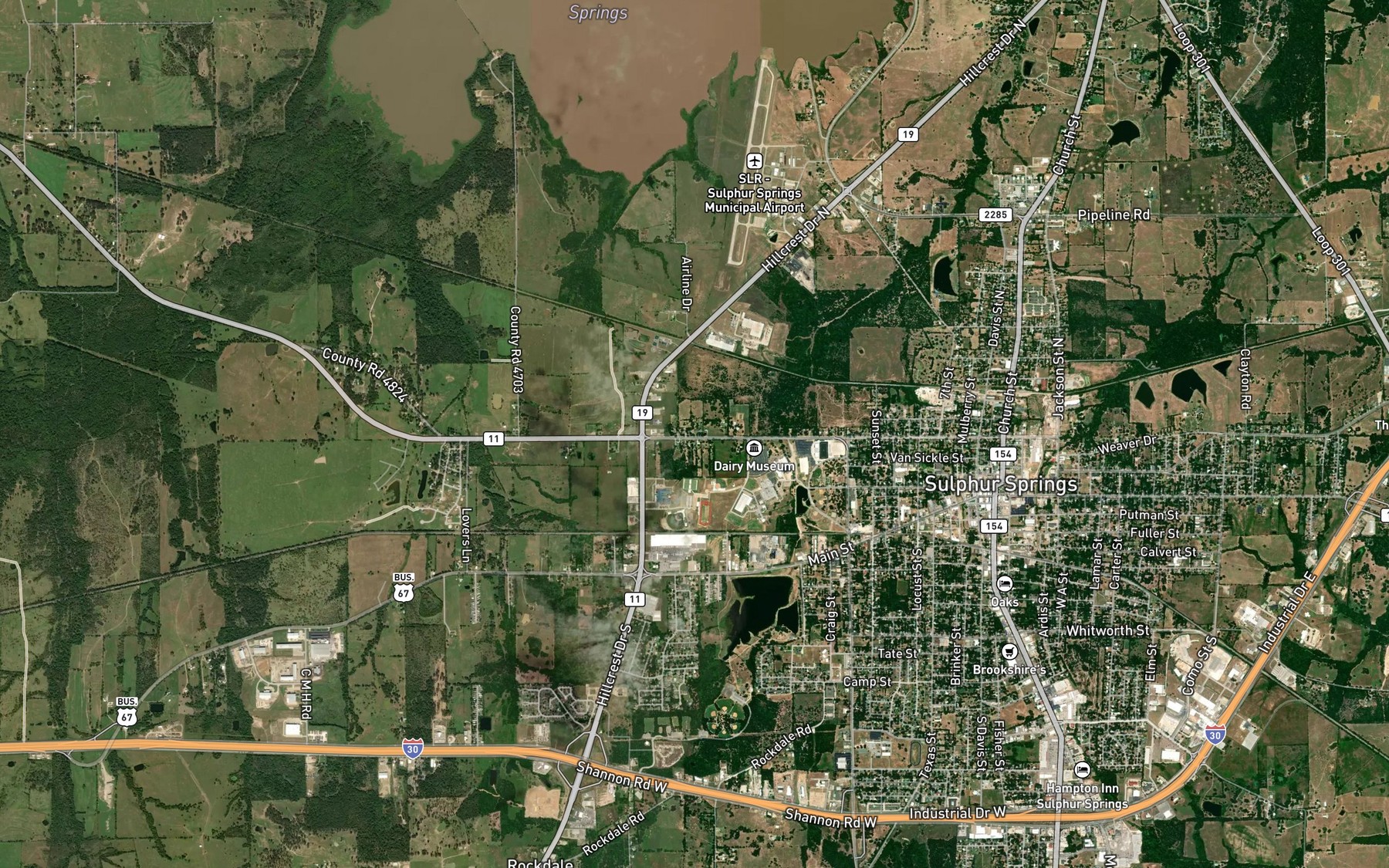 Satellite map of the Sulphur Springs