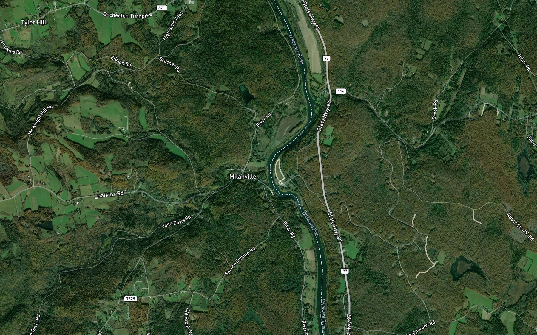 Satellite map of the Calkins Creek