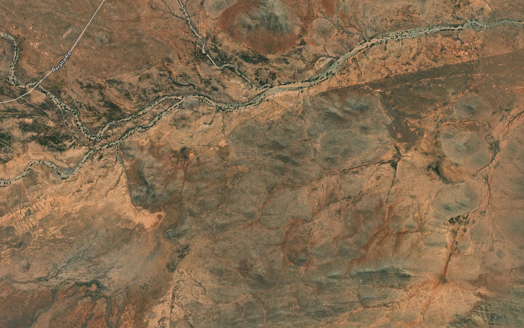 Satellite map of the Windowarta Creek