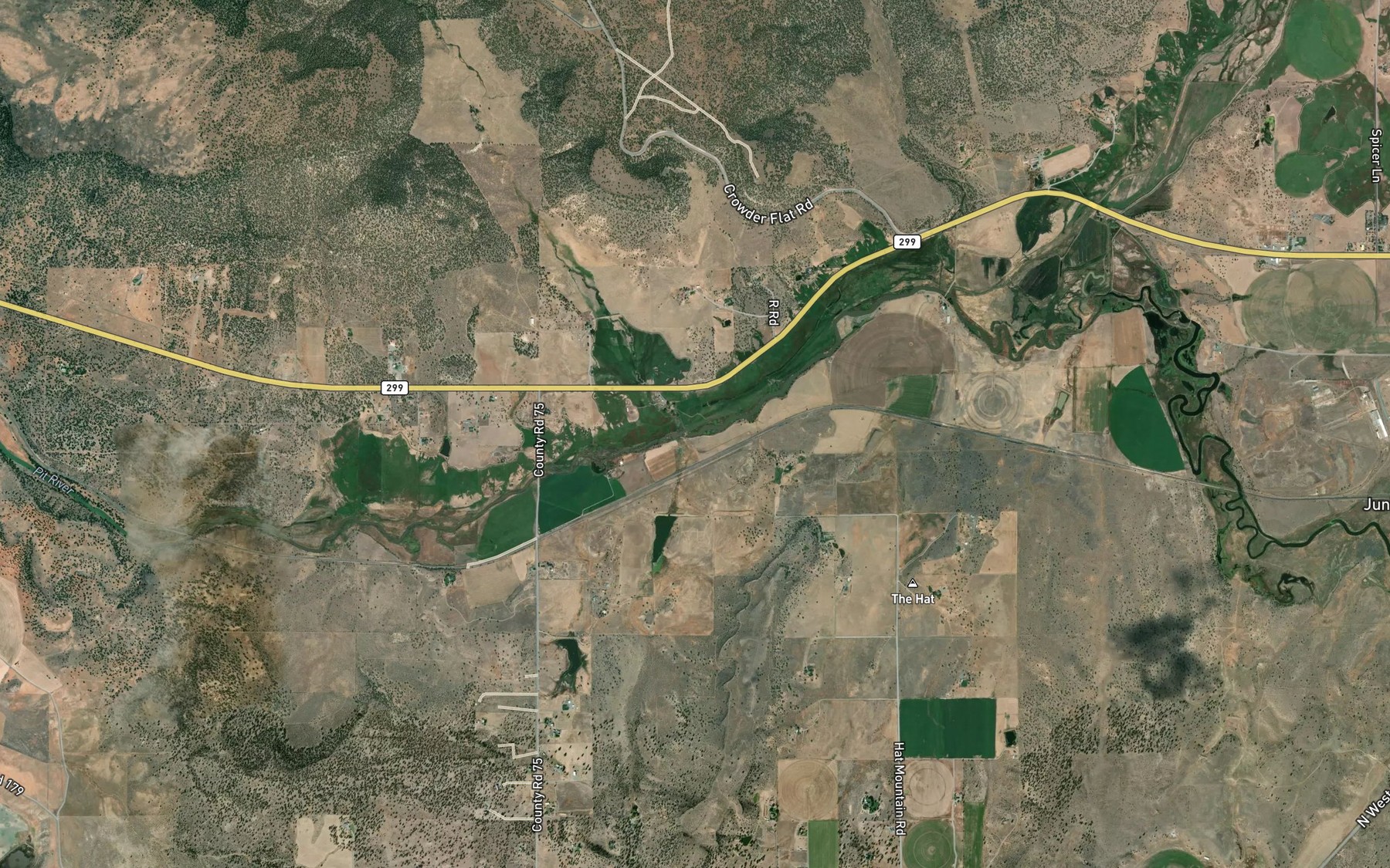 Satellite map of the Noble Creek