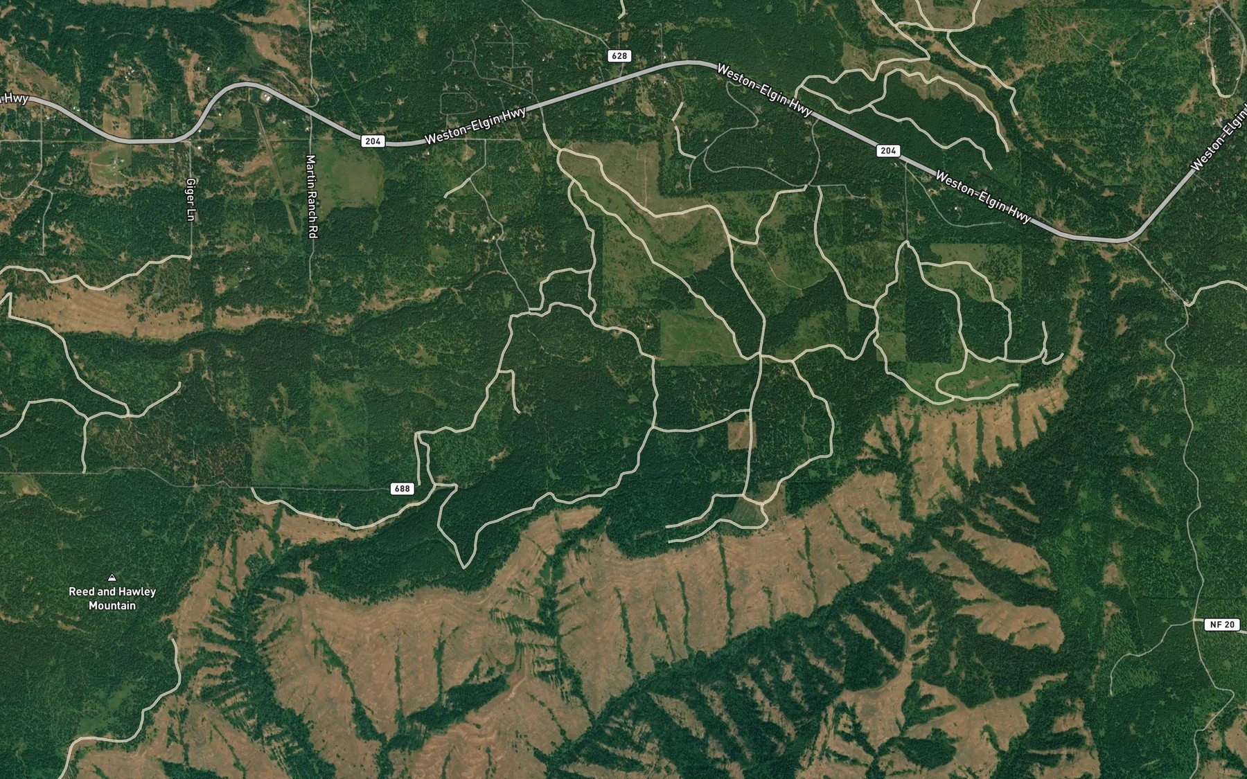 Satellite map of the Stone Hill Reservoir