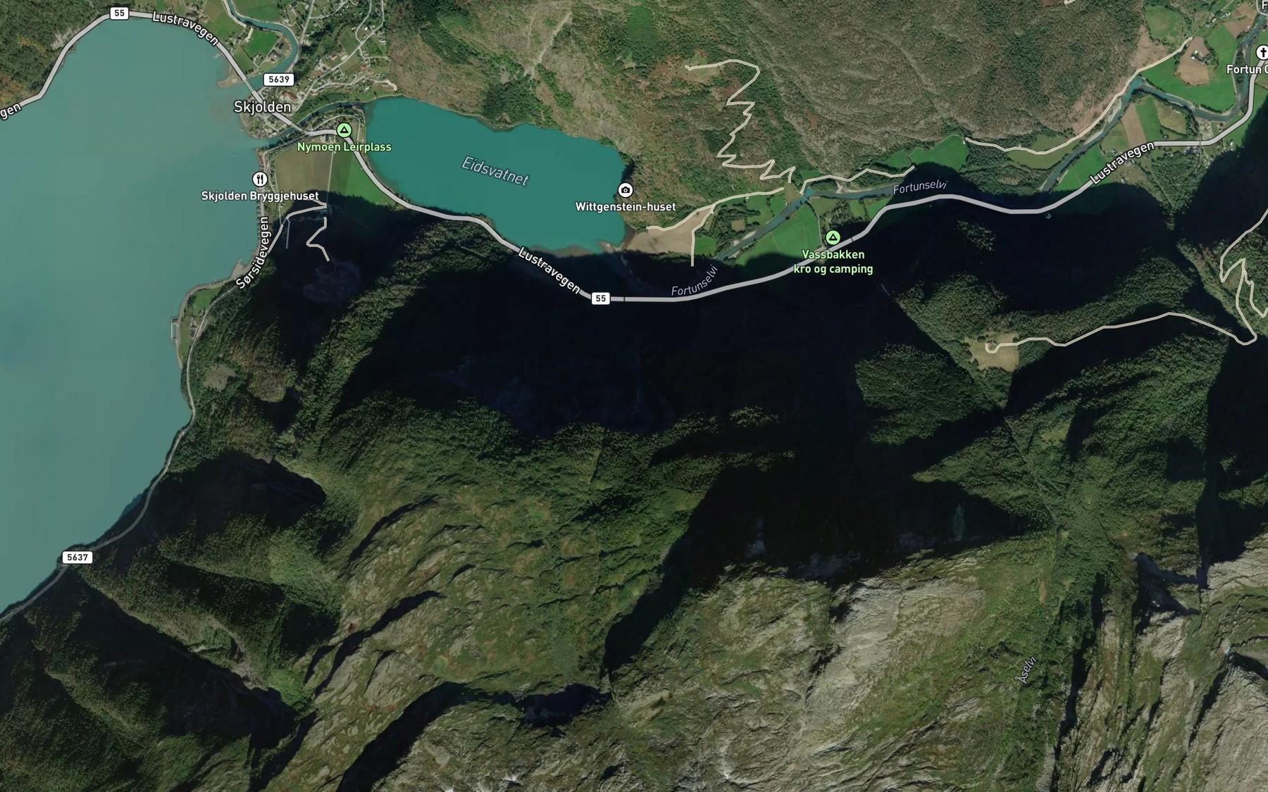 Satellite map of the Kveai
