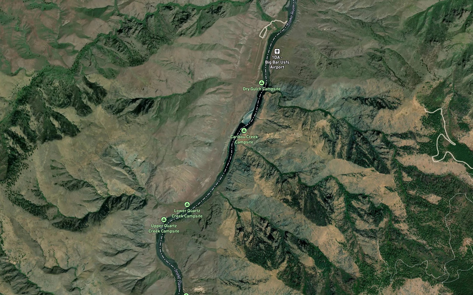 Satellite map of the Caribou Creek