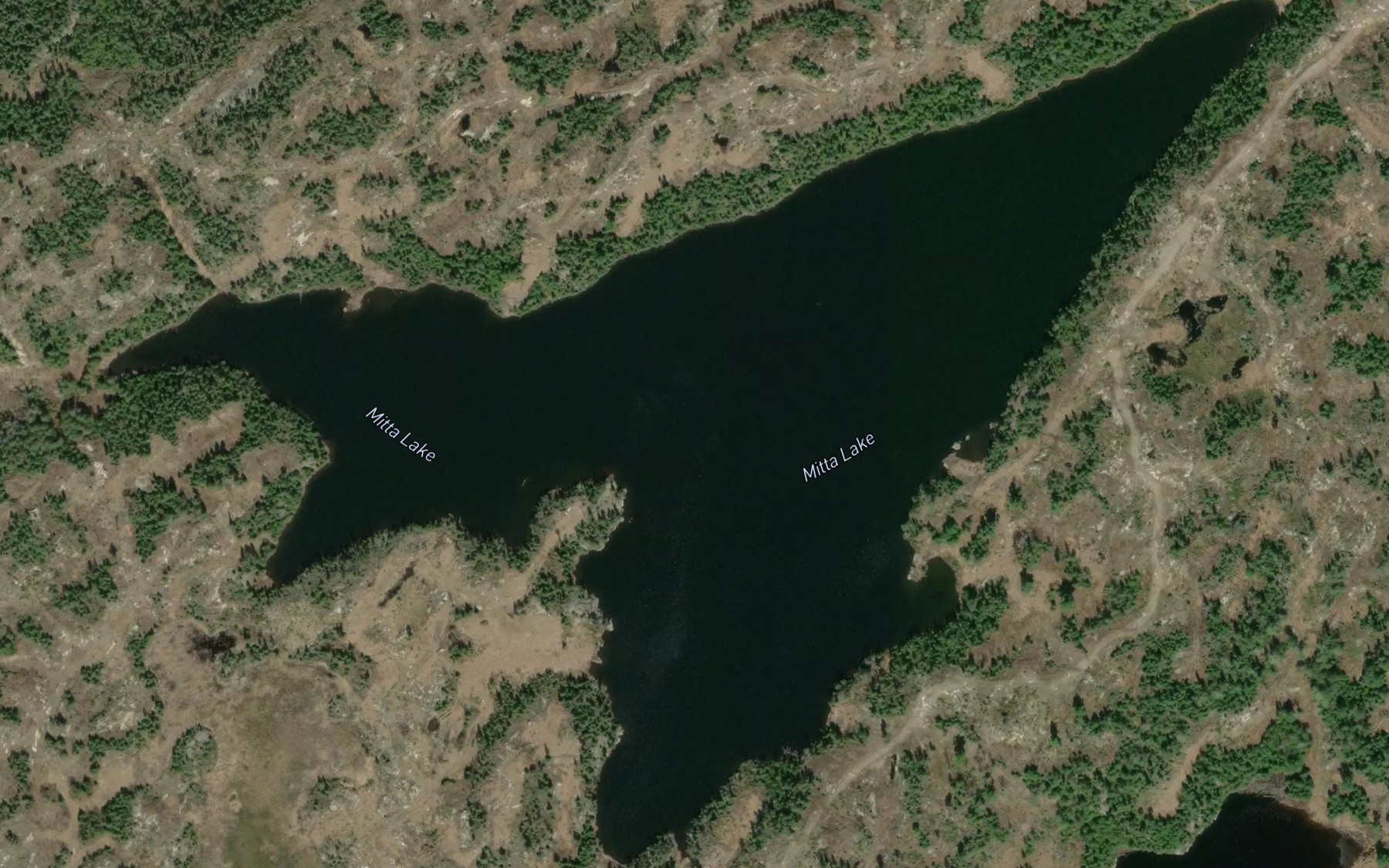Satellite map of the Mitta Lake