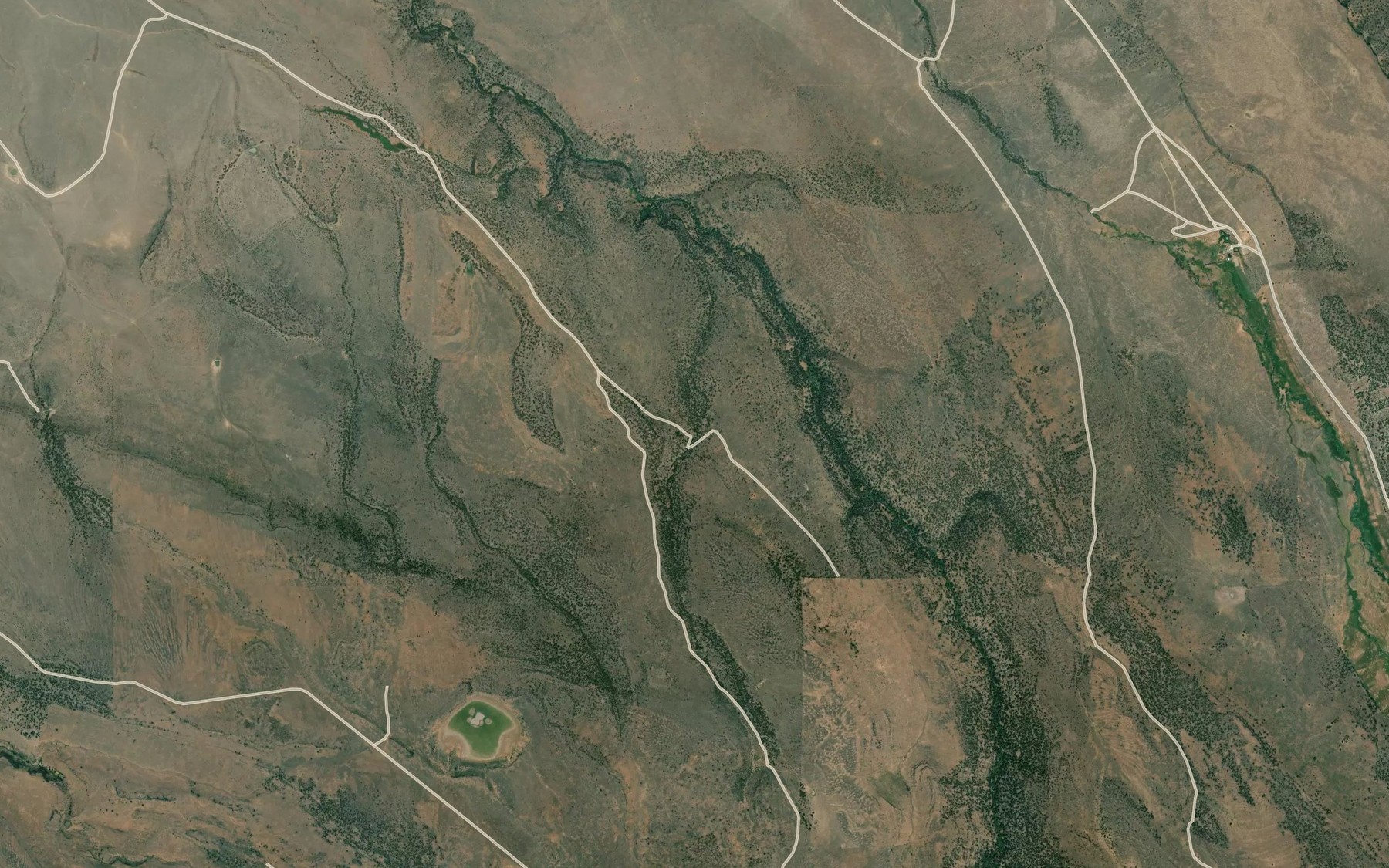 Satellite map of the Whiskey Creek Reservoir Number Two