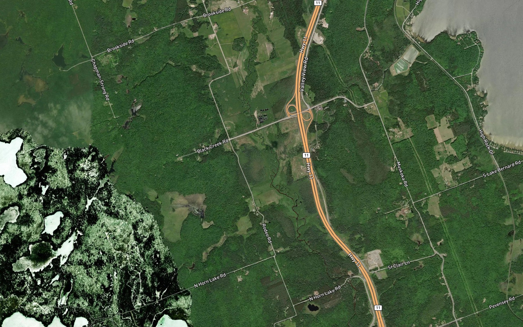 Satellite map of the Sollman Creek