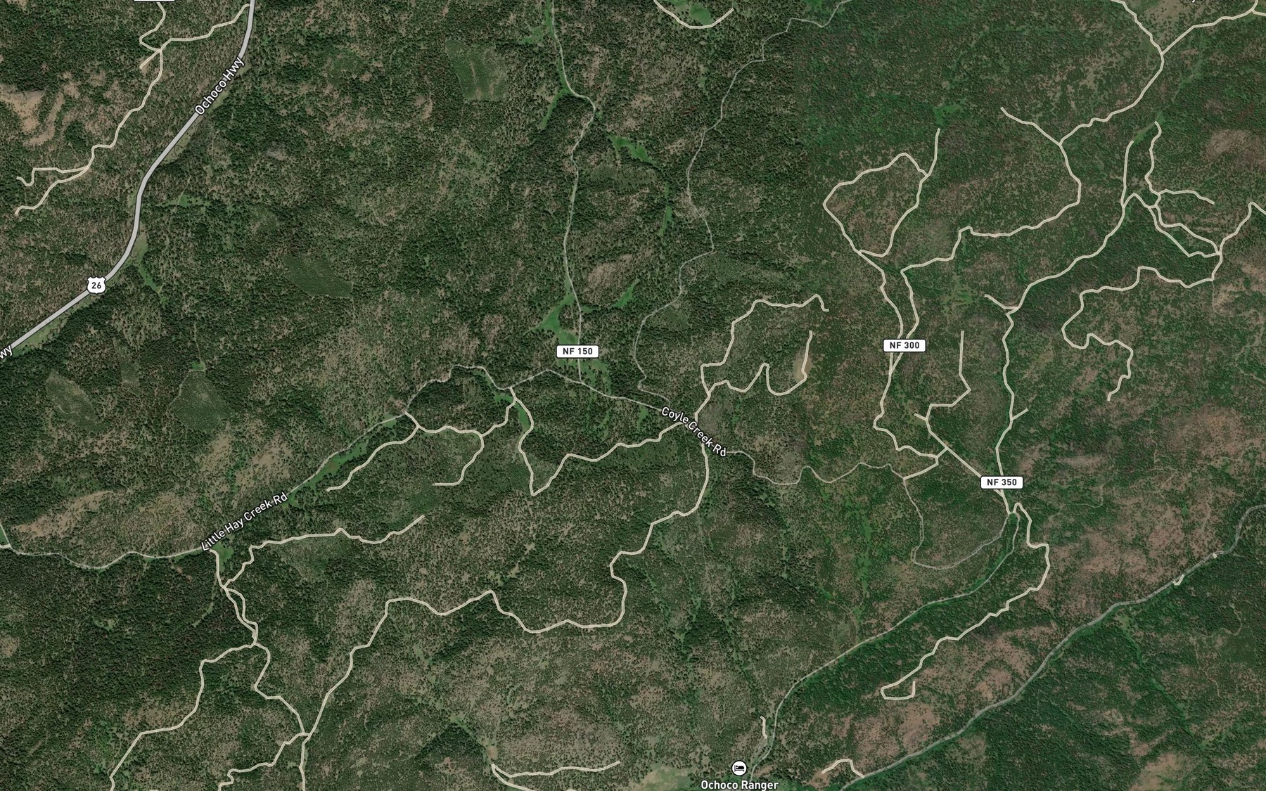 Satellite map of the Claypool Spring