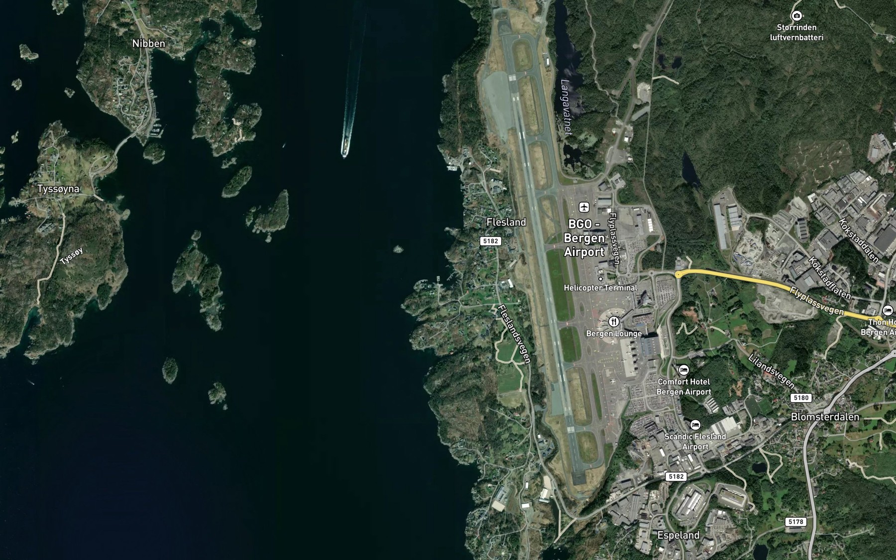 Satellite map of the Fleslandsvika