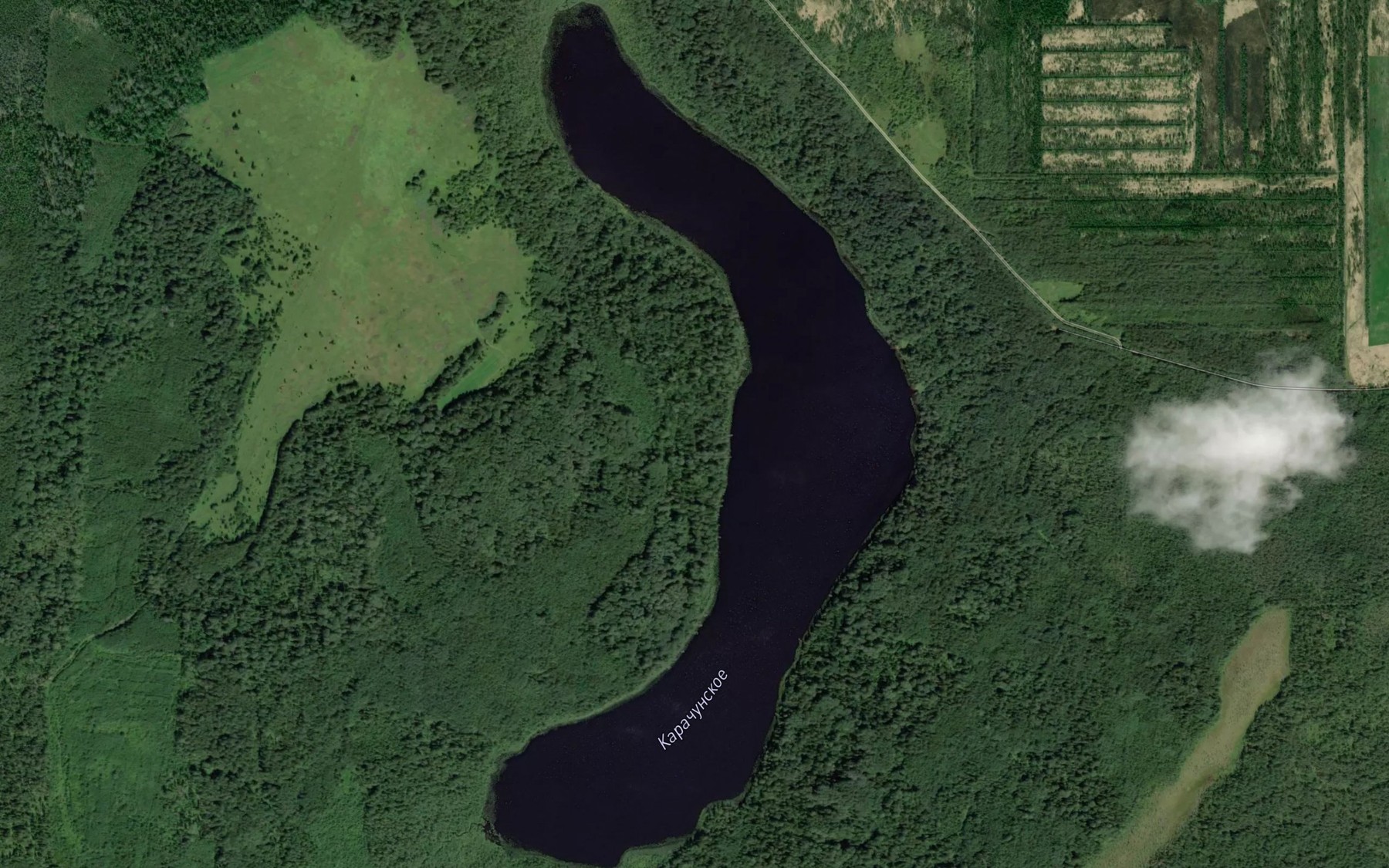 Satellite map of the Ozero Karachunskoye
