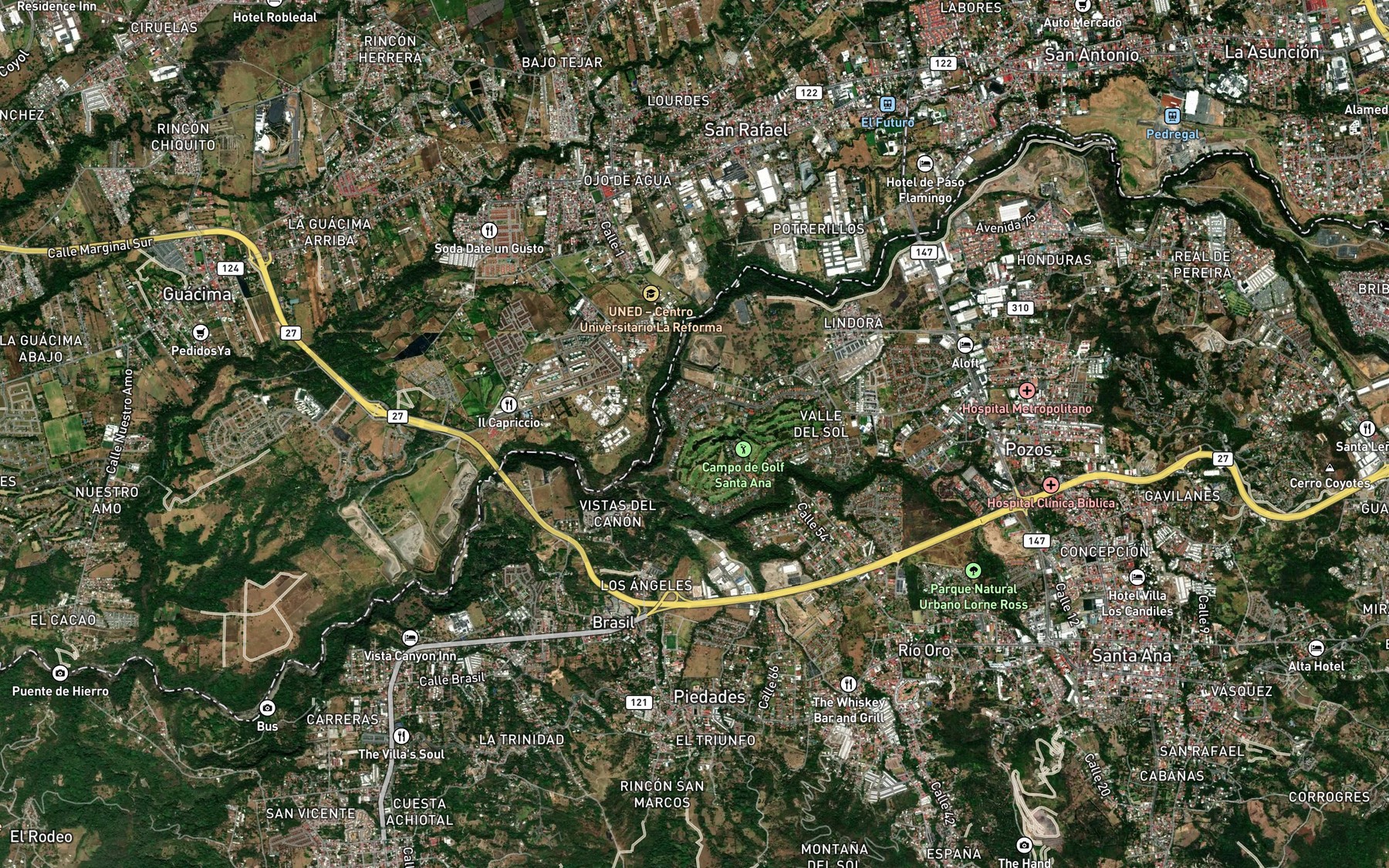 Satellite map of the Quebrada San Marcos