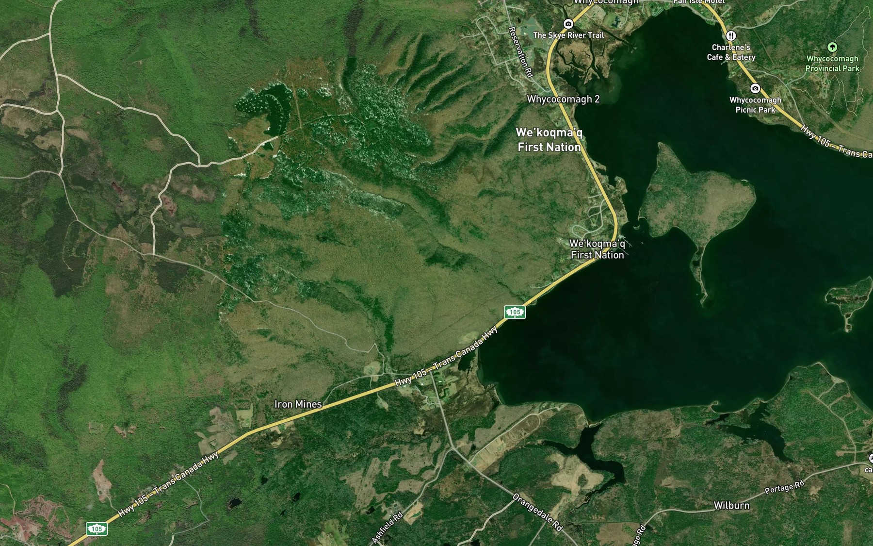 Satellite map of the McAskill Brook