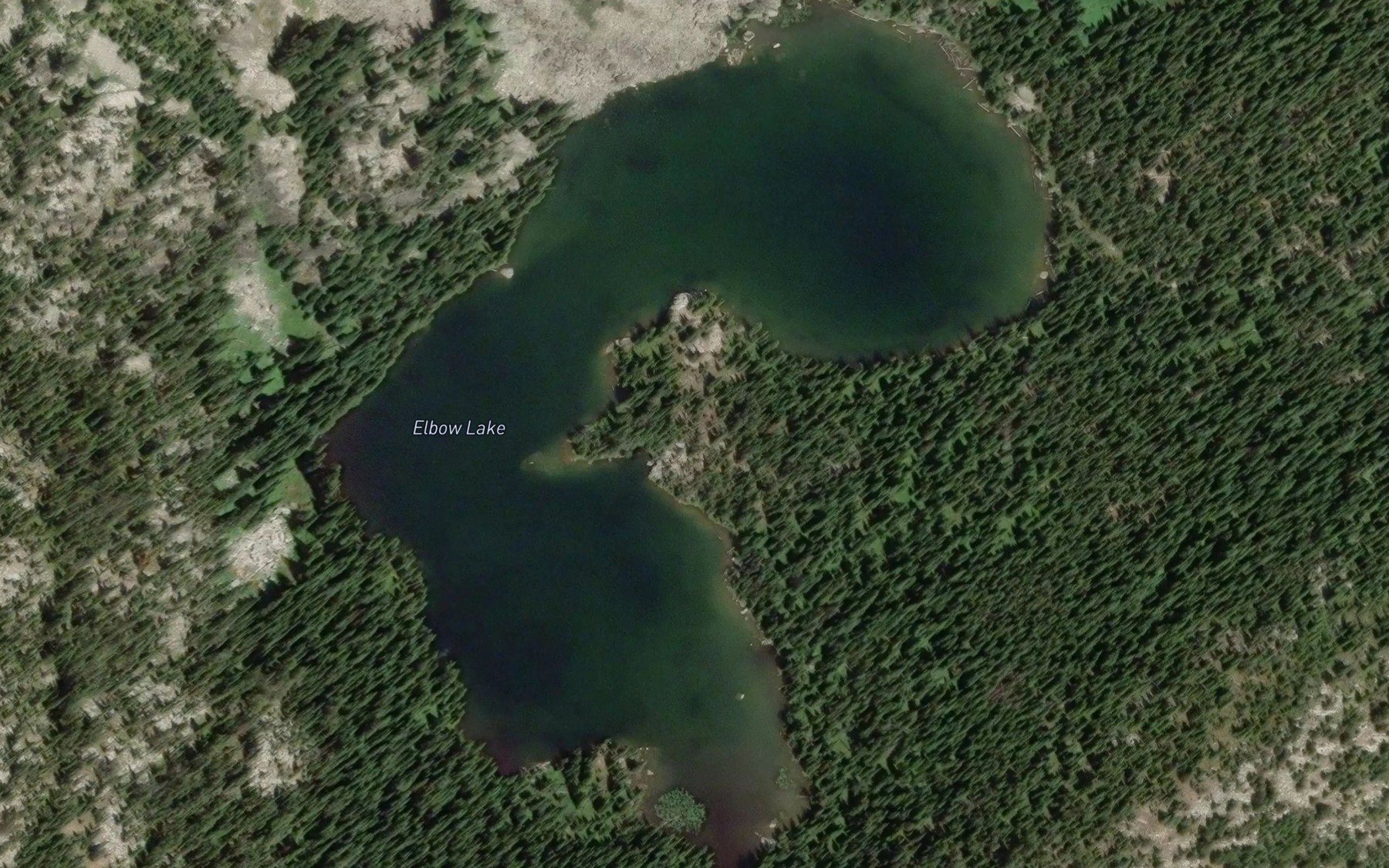 Satellite map of the Elbow Lake