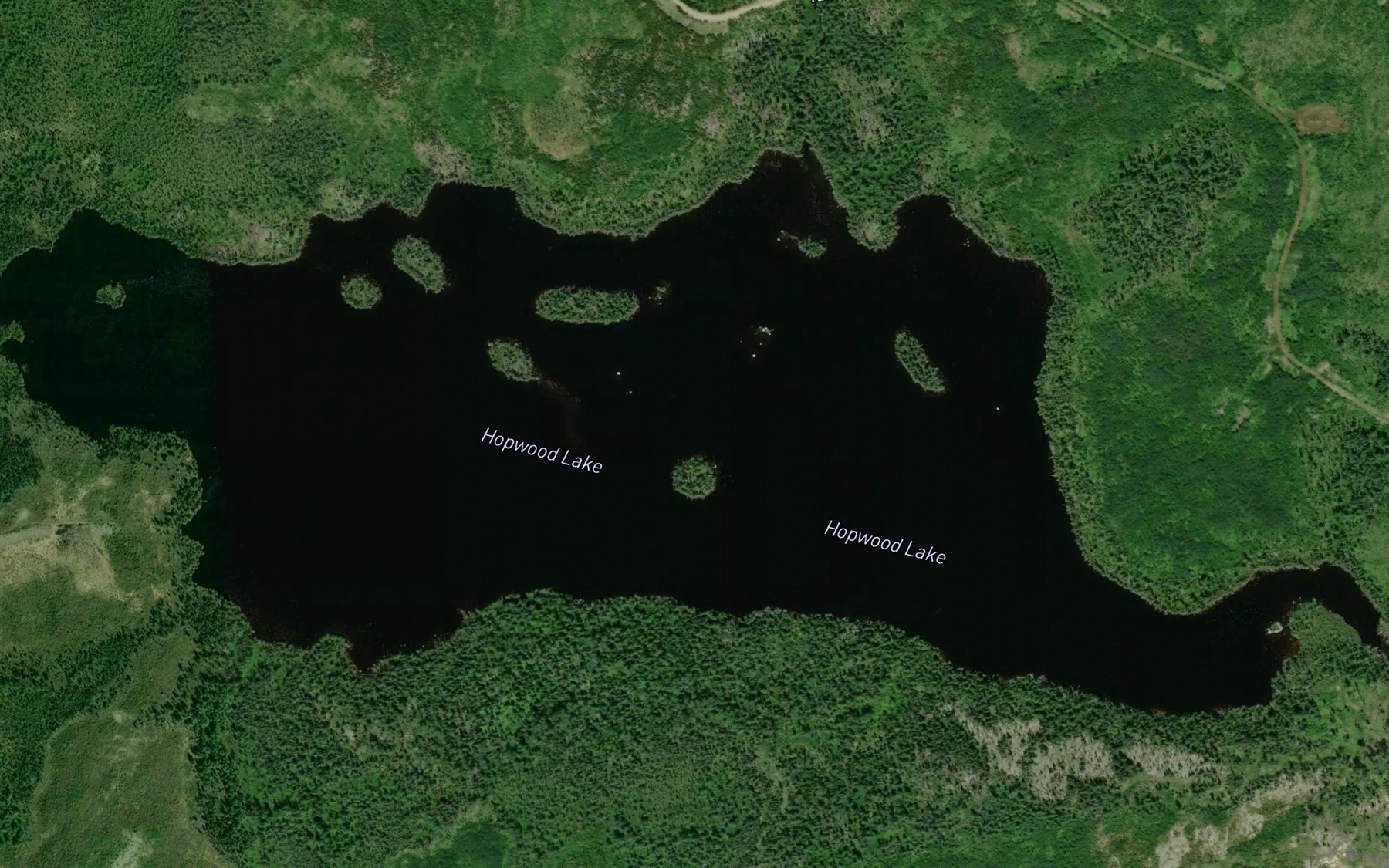 Satellite map of the Hopwood Lake