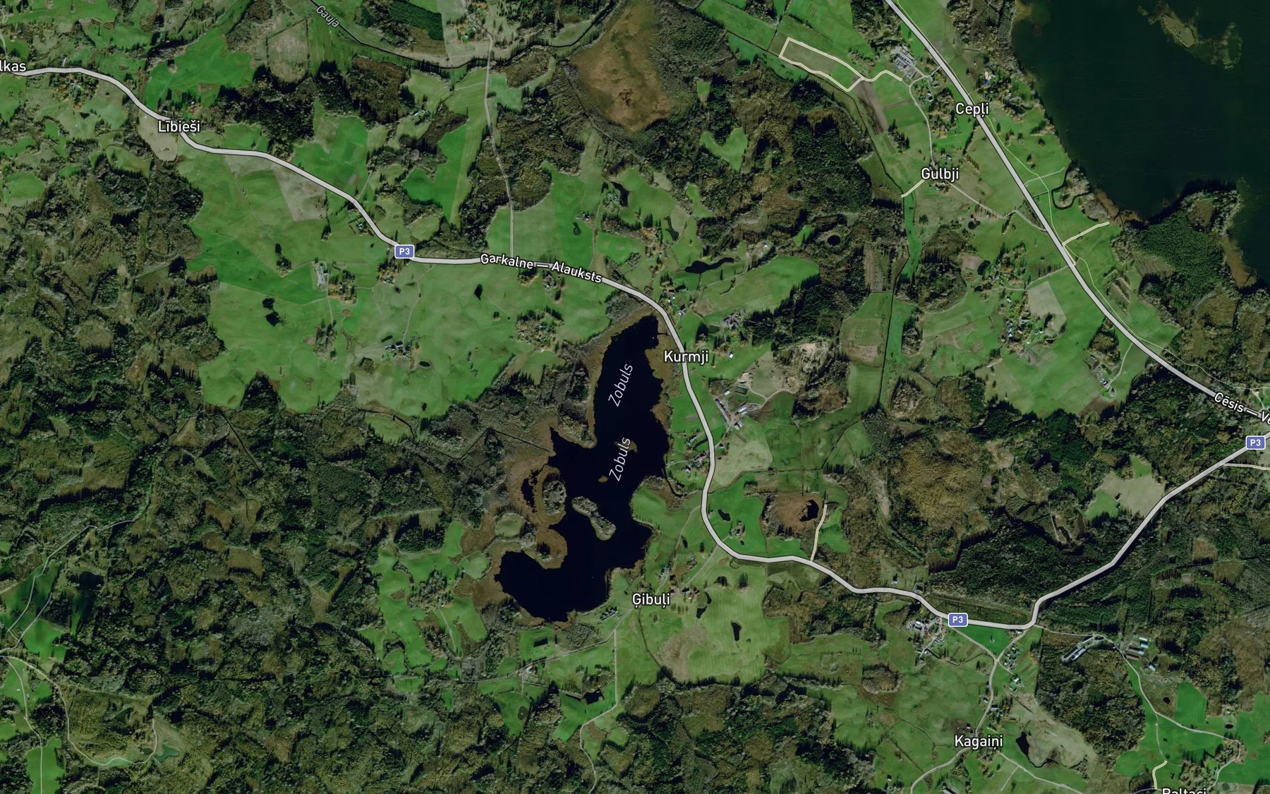 Satellite map of the Zobulu Ezers