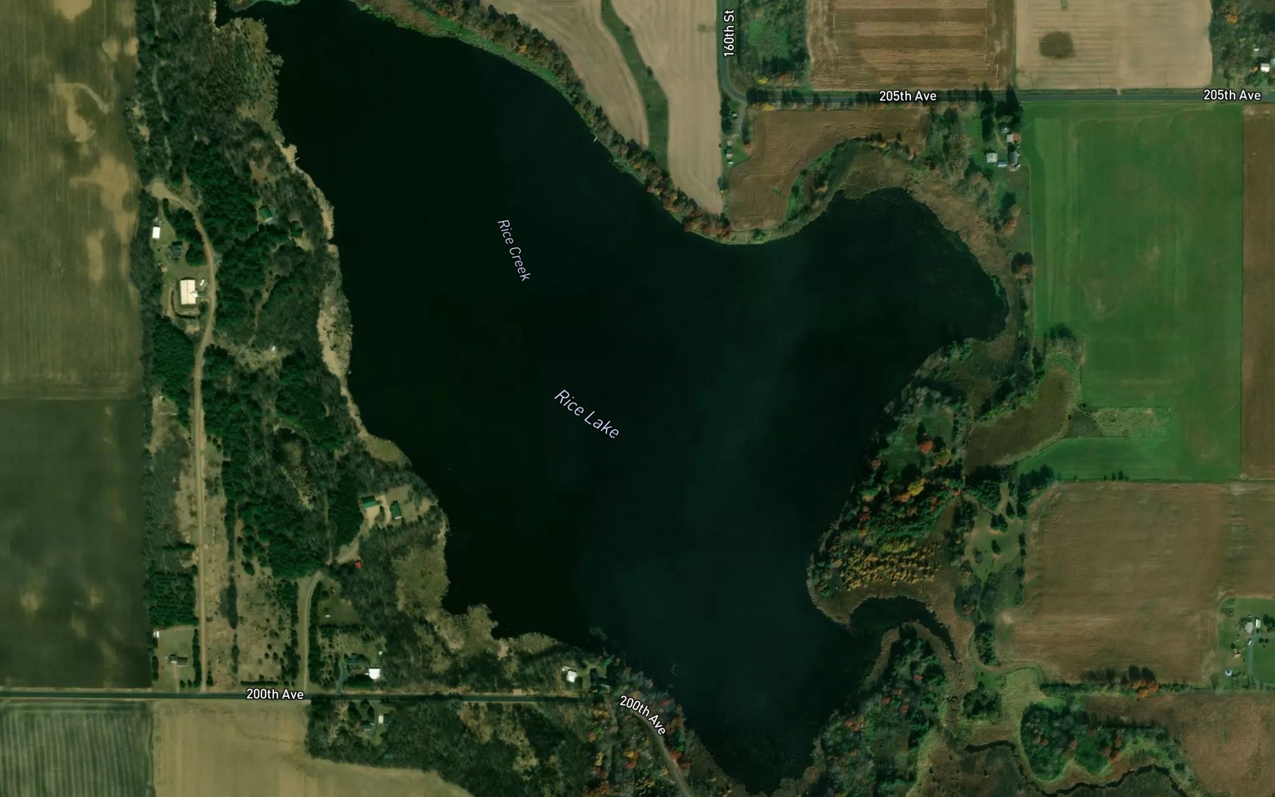 Satellite map of the Rice Lake