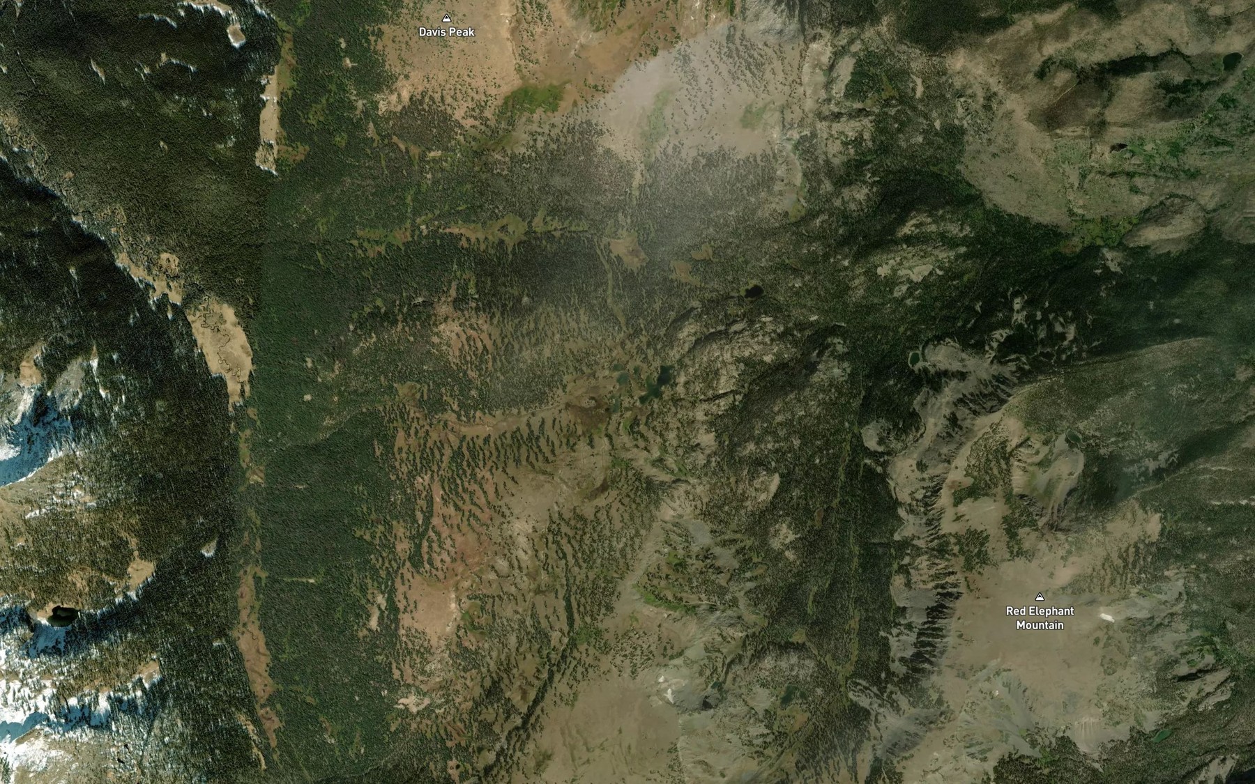 Satellite map of the Seven Lakes