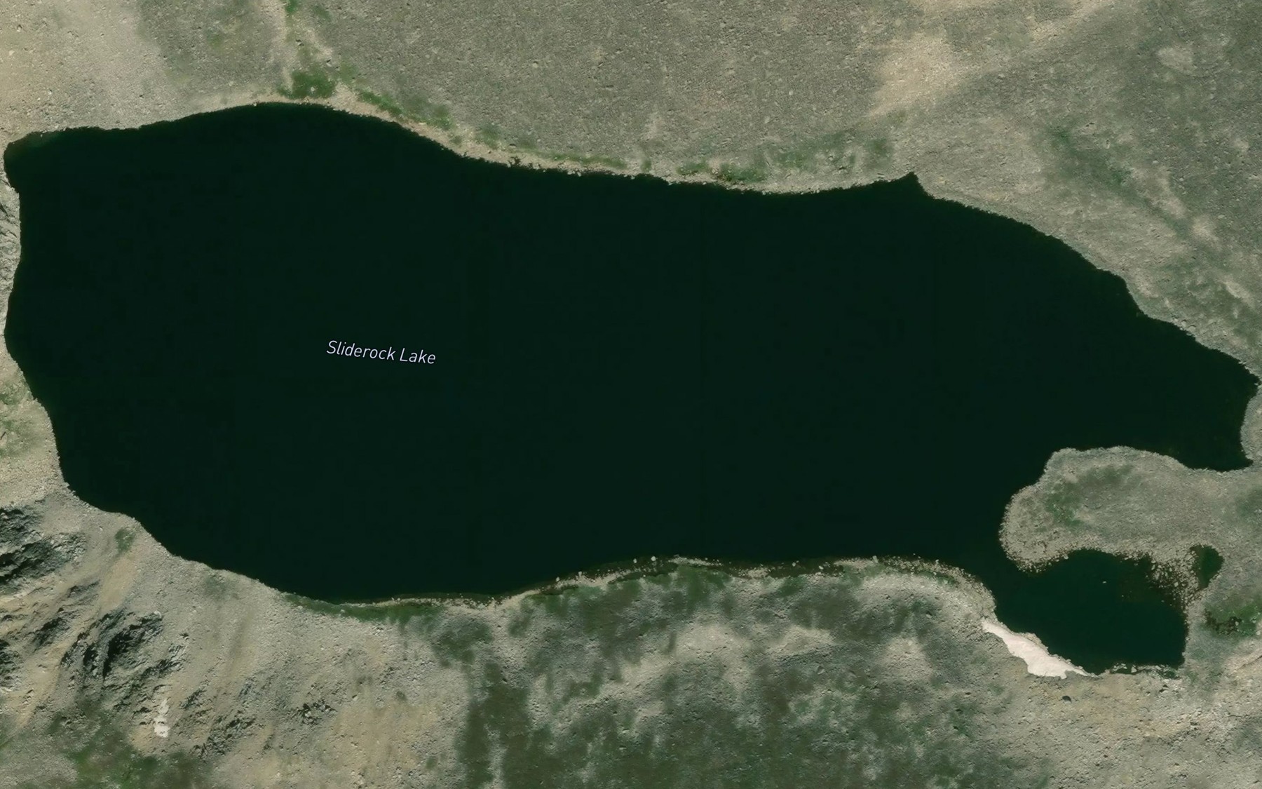 Satellite map of the Sliderock Lake