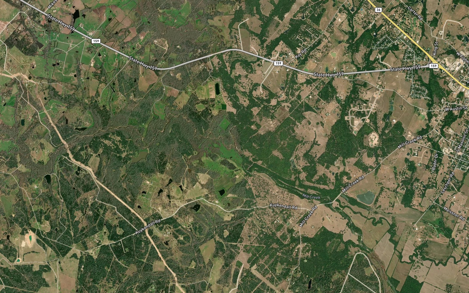 Satellite map of the East Mill Creek