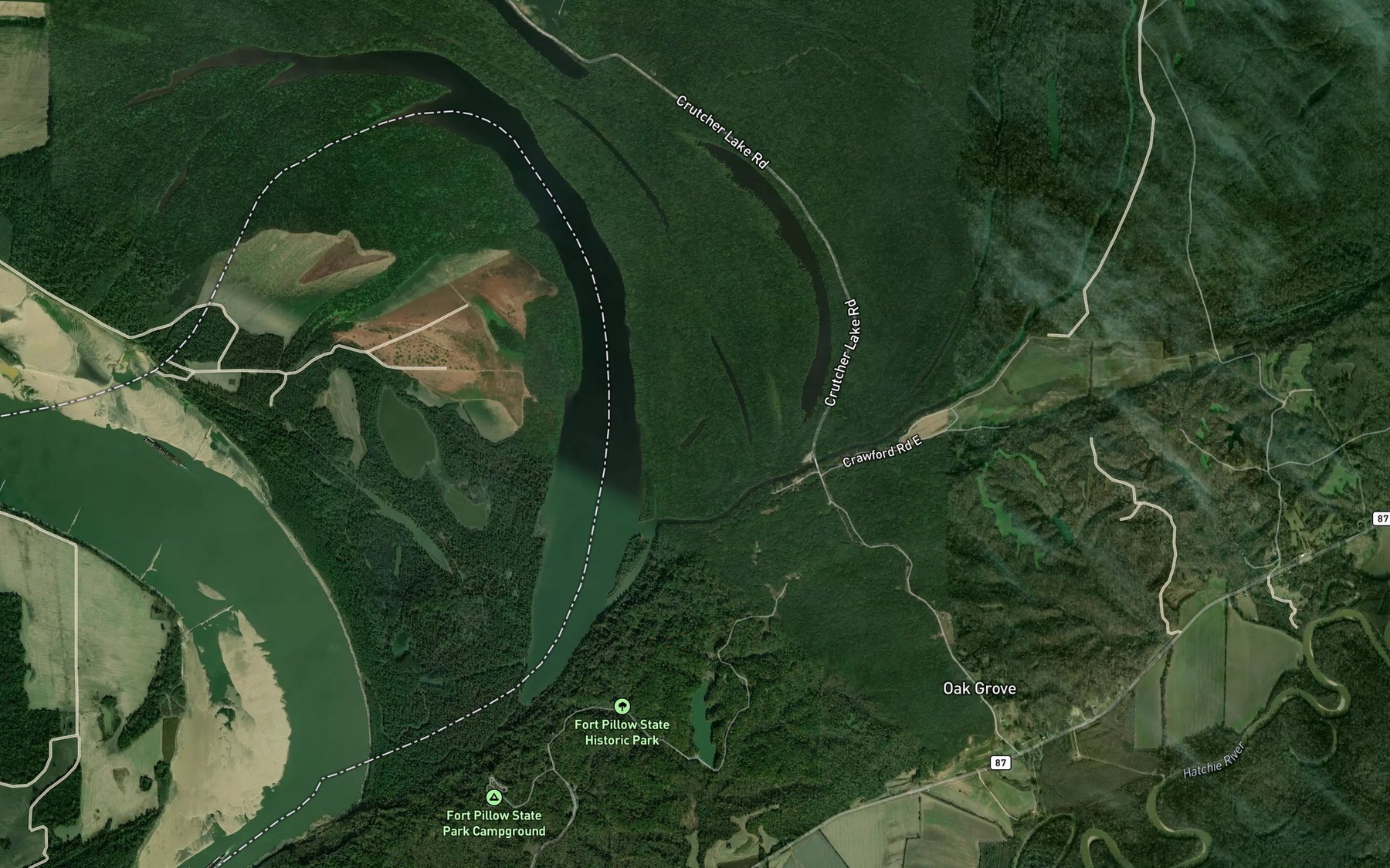 Satellite map of the Little Mud Lake
