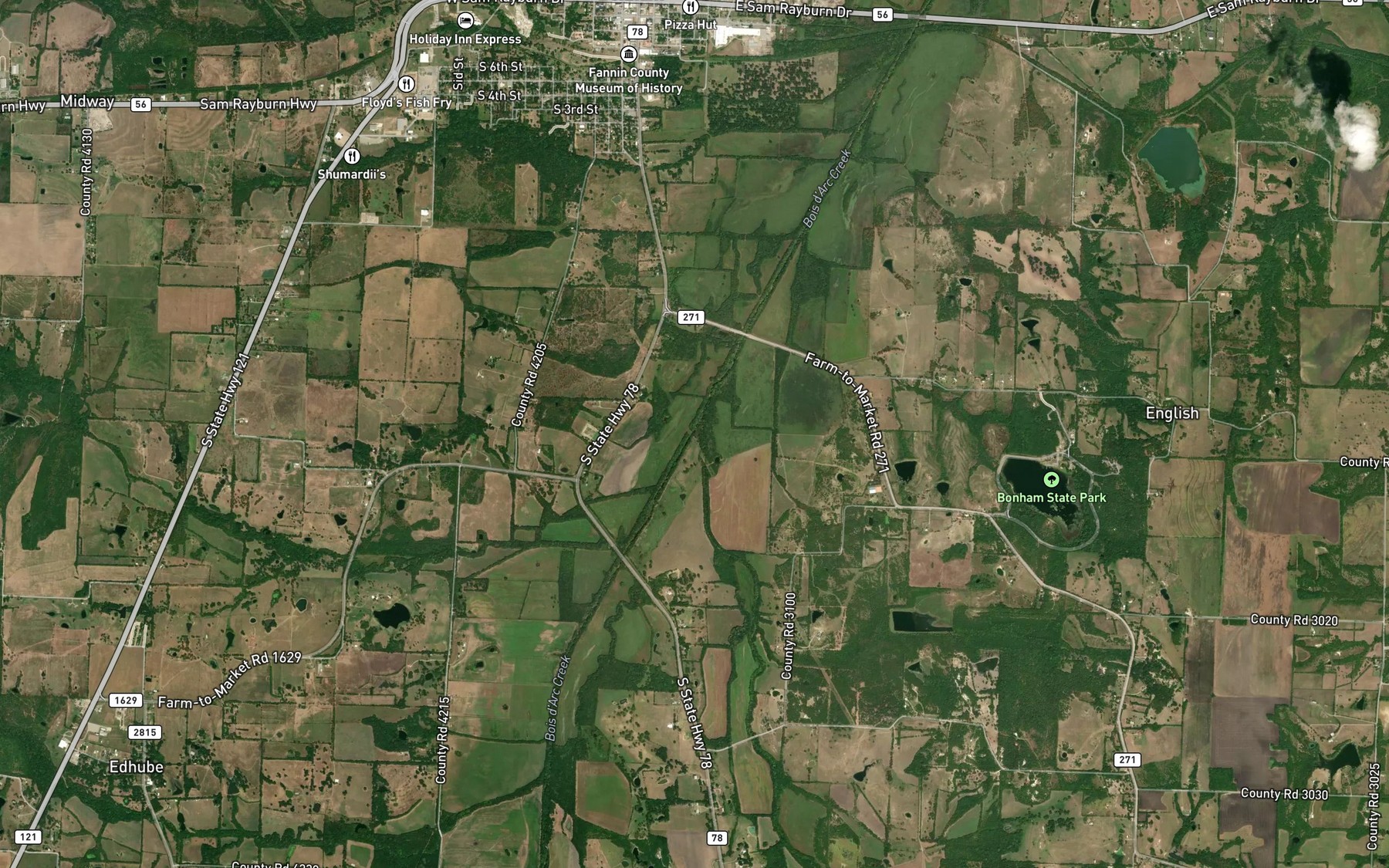 Satellite map of the Davis Creek