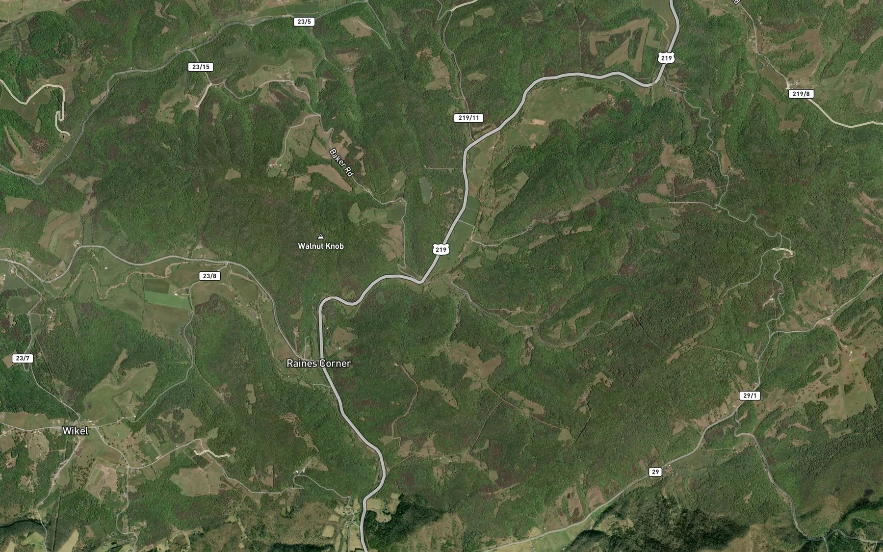Satellite map of the Humphreys Run